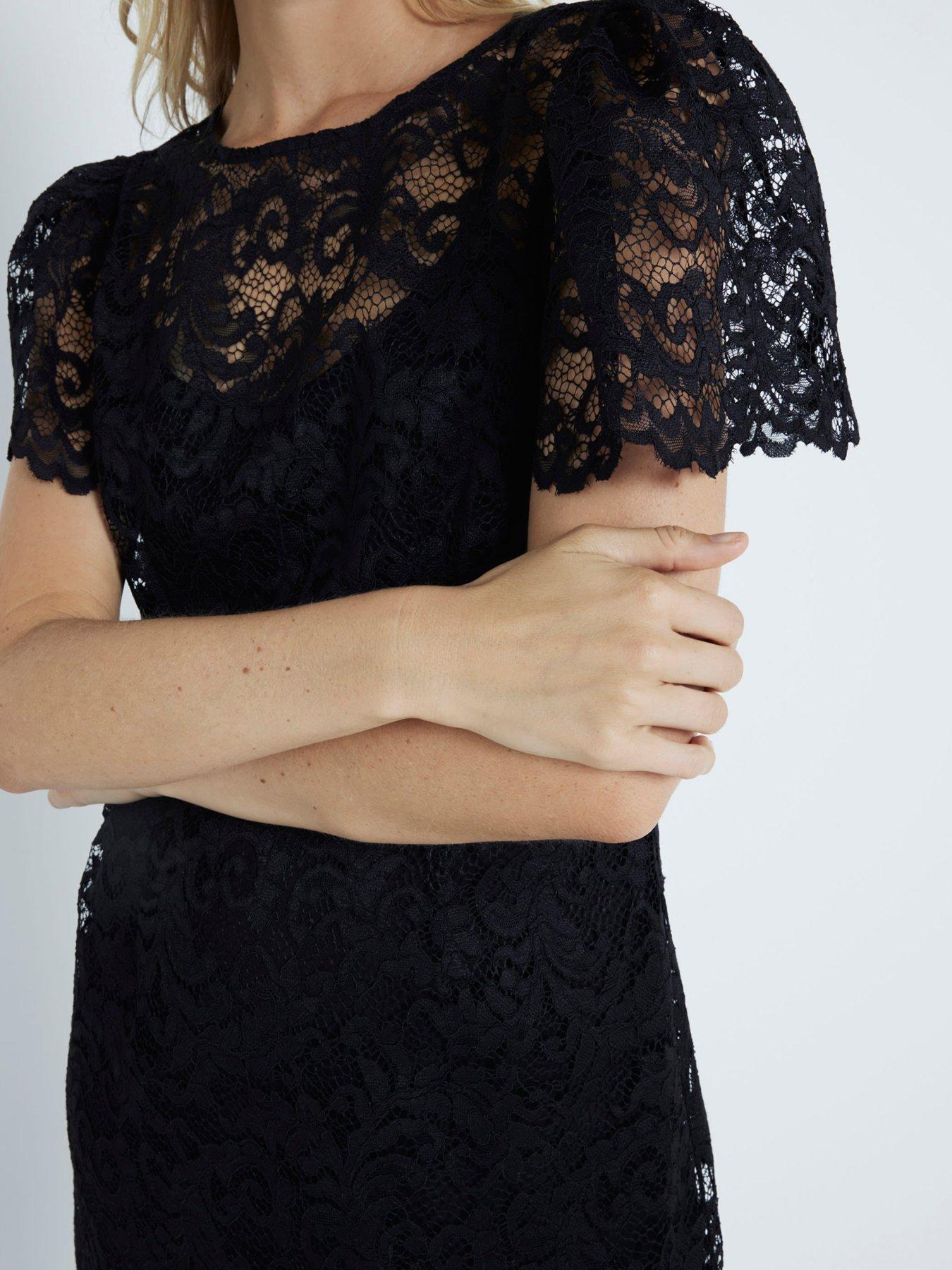 River Island Lace Fabric Ditsy Floral A Line Mini Dress - Black | Very