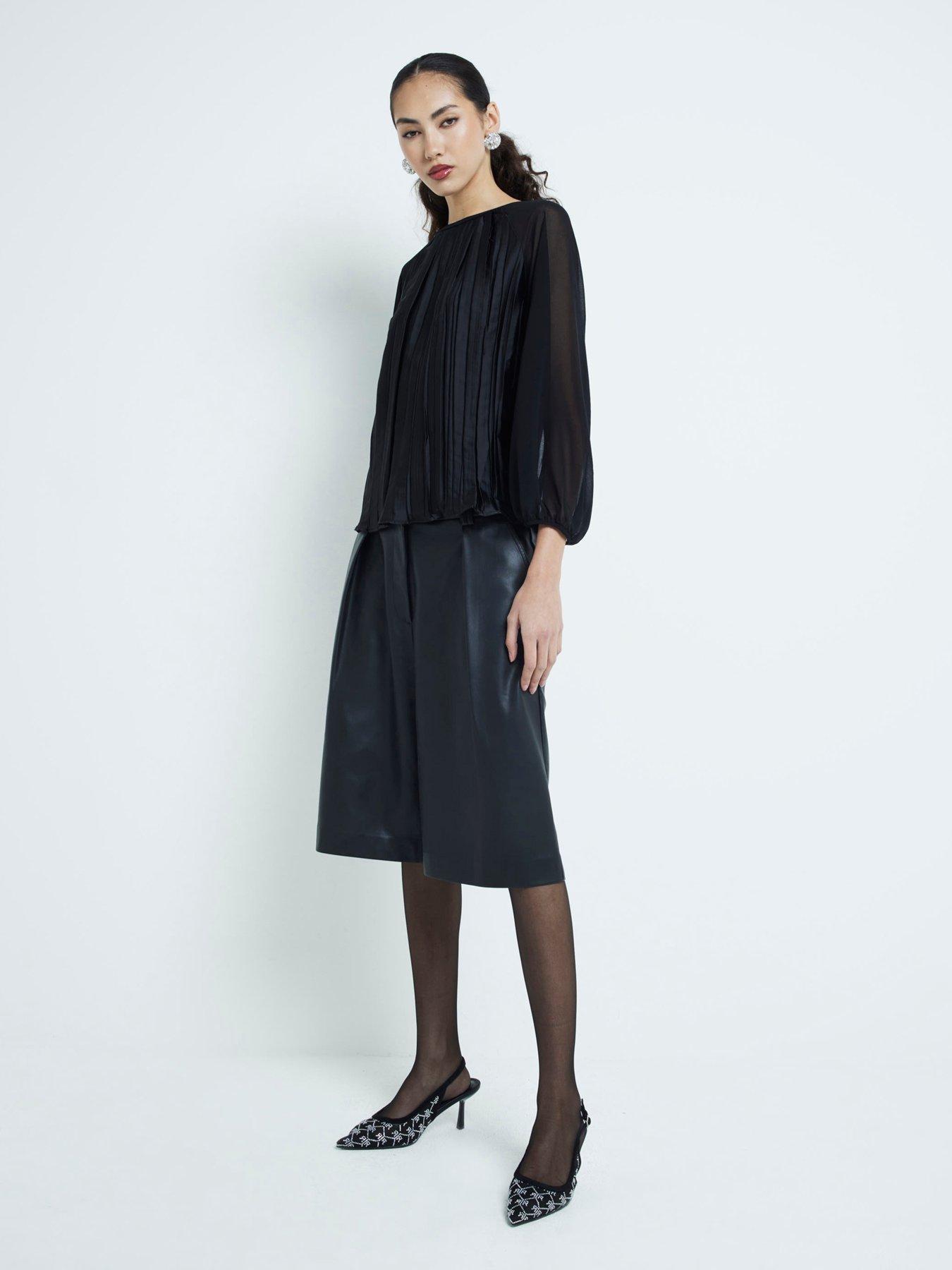 River Island Hybrid Crinkle Top - Black