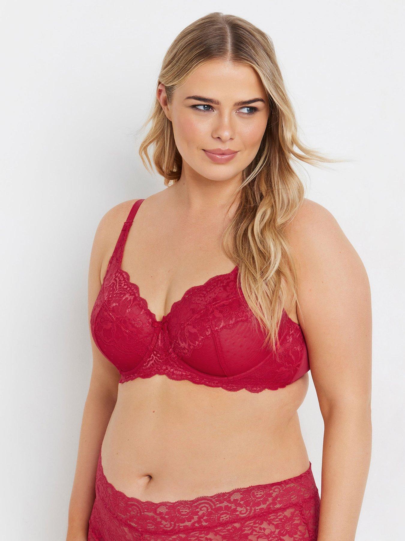 Image 1 of 4 of Yours Curve Lace & Mesh Underwired Bra