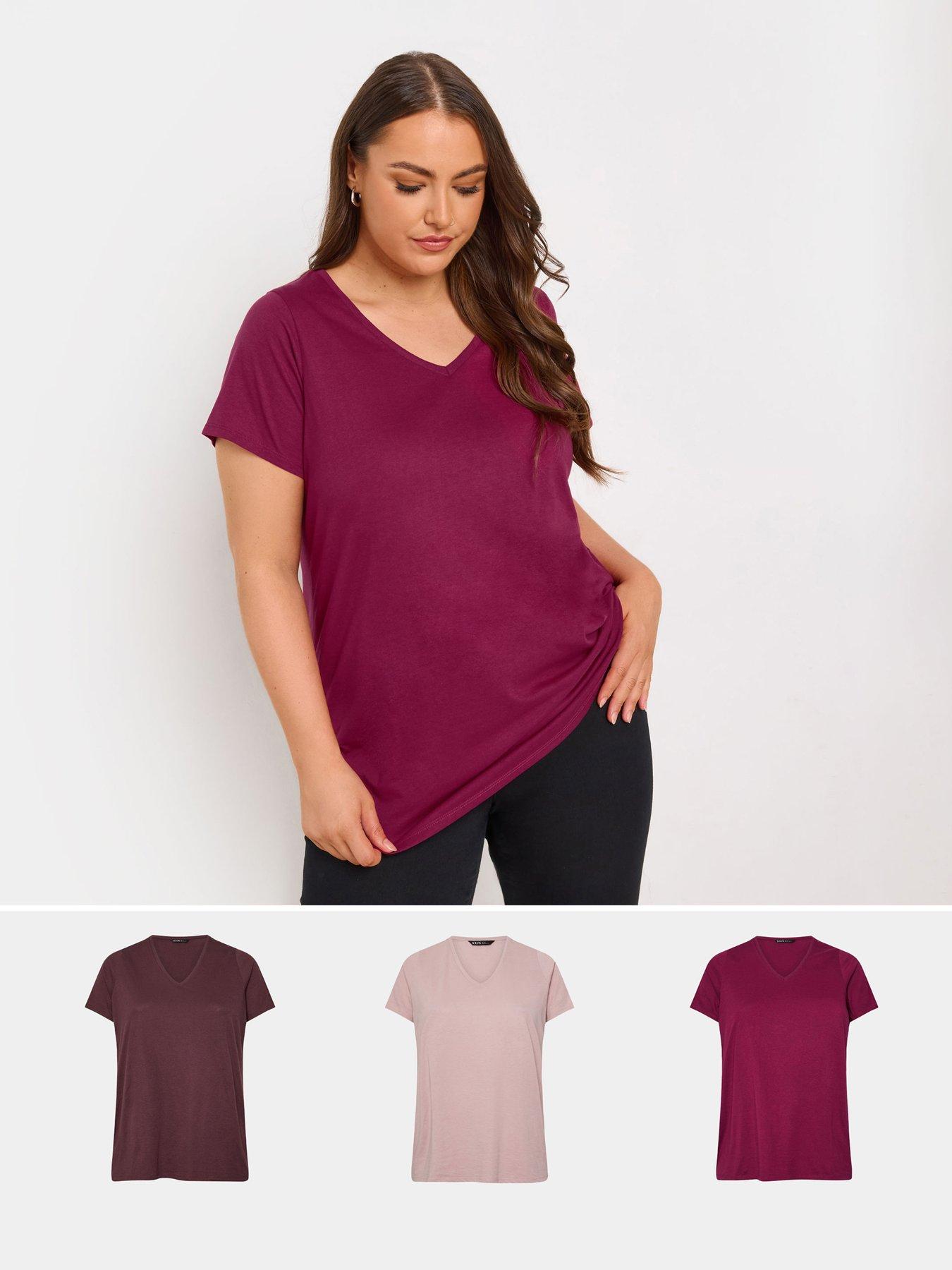 Image 1 of 4 of Yours Curve Core Short Sleeve 3 Pack T-shirt - Multi