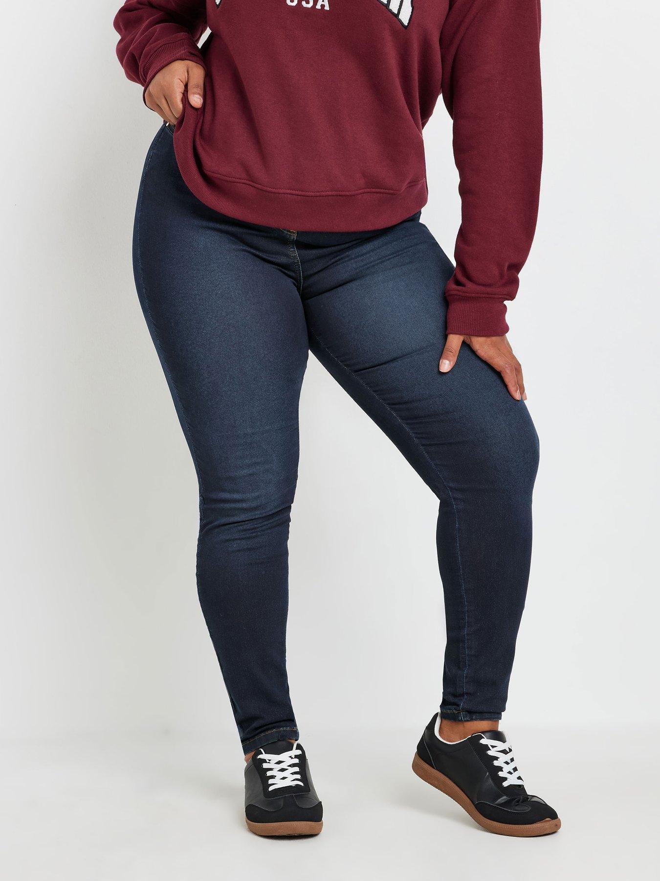 Image 1 of 4 of Yours Curve Dark Indigo Ava Jeans 32" - Blue