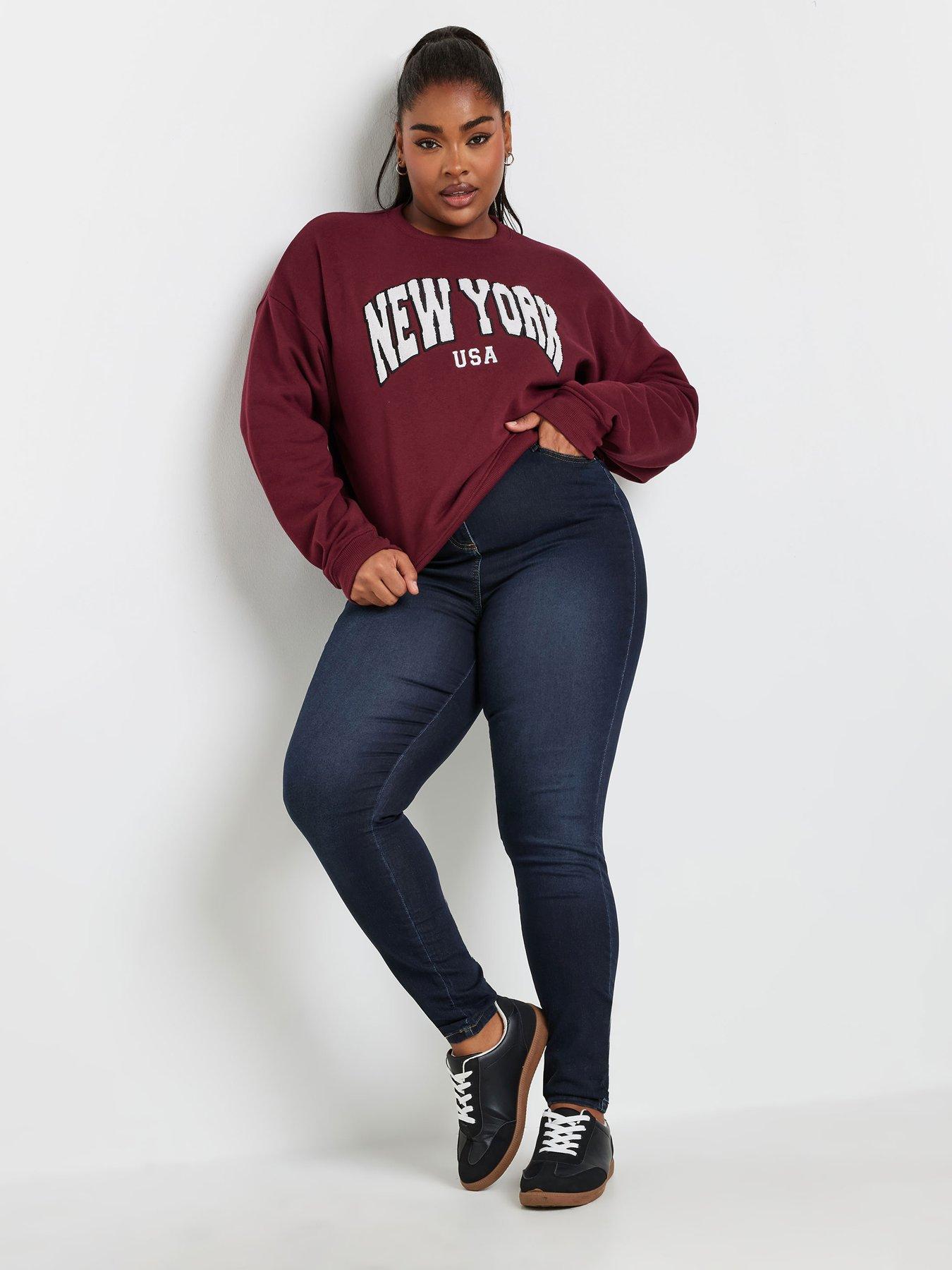 Image 3 of 4 of Yours Curve Dark Indigo Ava Jeans 32" - Blue