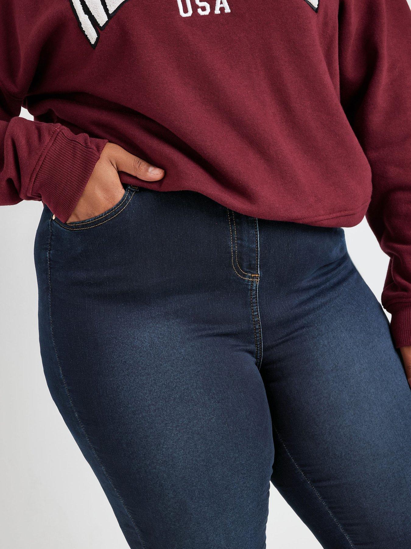Image 4 of 4 of Yours Curve Dark Indigo Ava Jeans 32" - Blue