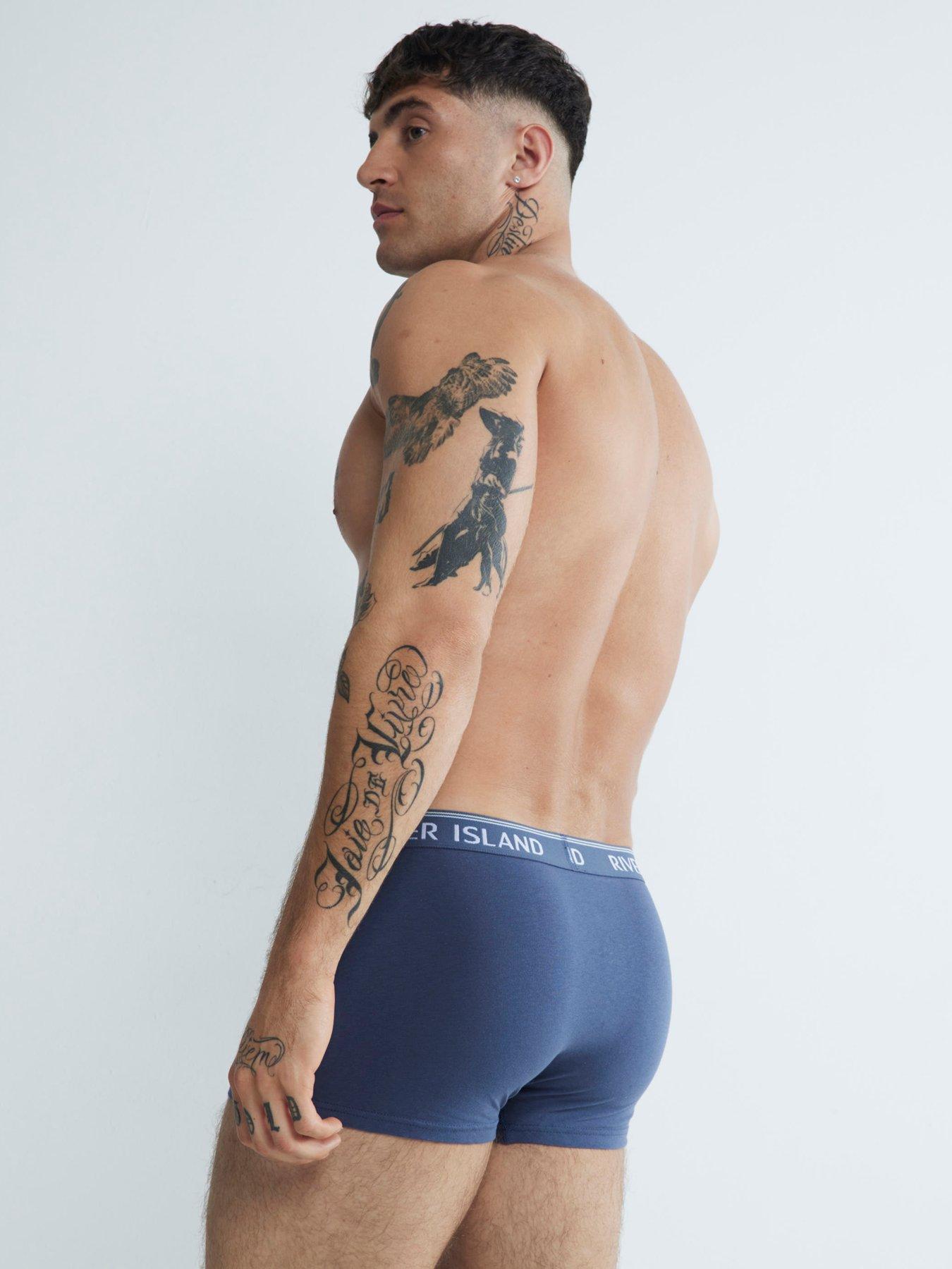 Image 2 of 3 of River Island Blues Tipped Waistband Trunks - Light Blue