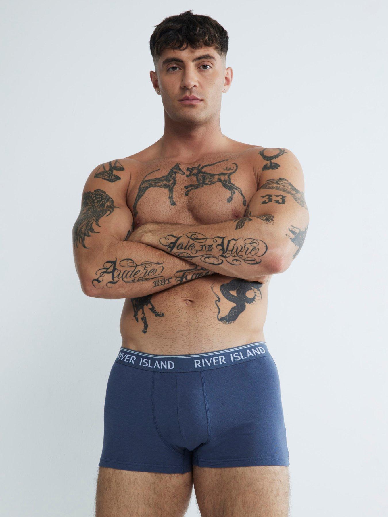 Image 3 of 3 of River Island Blues Tipped Waistband Trunks - Light Blue