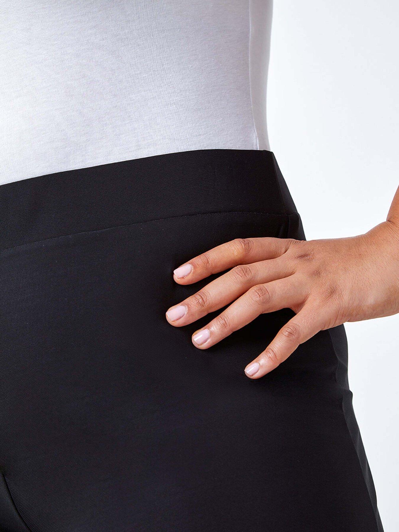 Image 5 of 5 of Roman Curve Elastic Waist Wide Leg Trousers - Black