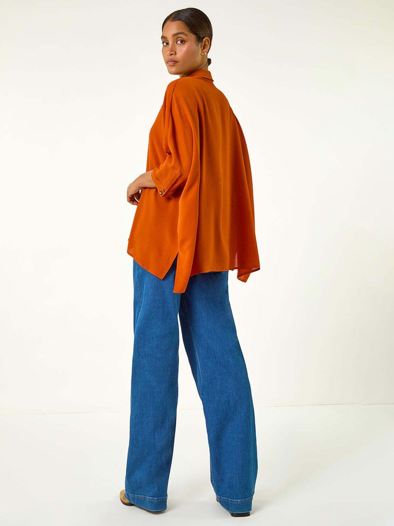 Image 2 of 5 of Roman Relaxed Smart Stretch Shirt - Rust