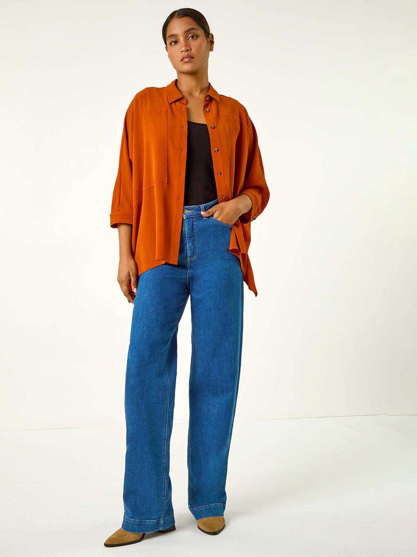 Image 3 of 5 of Roman Relaxed Smart Stretch Shirt - Rust