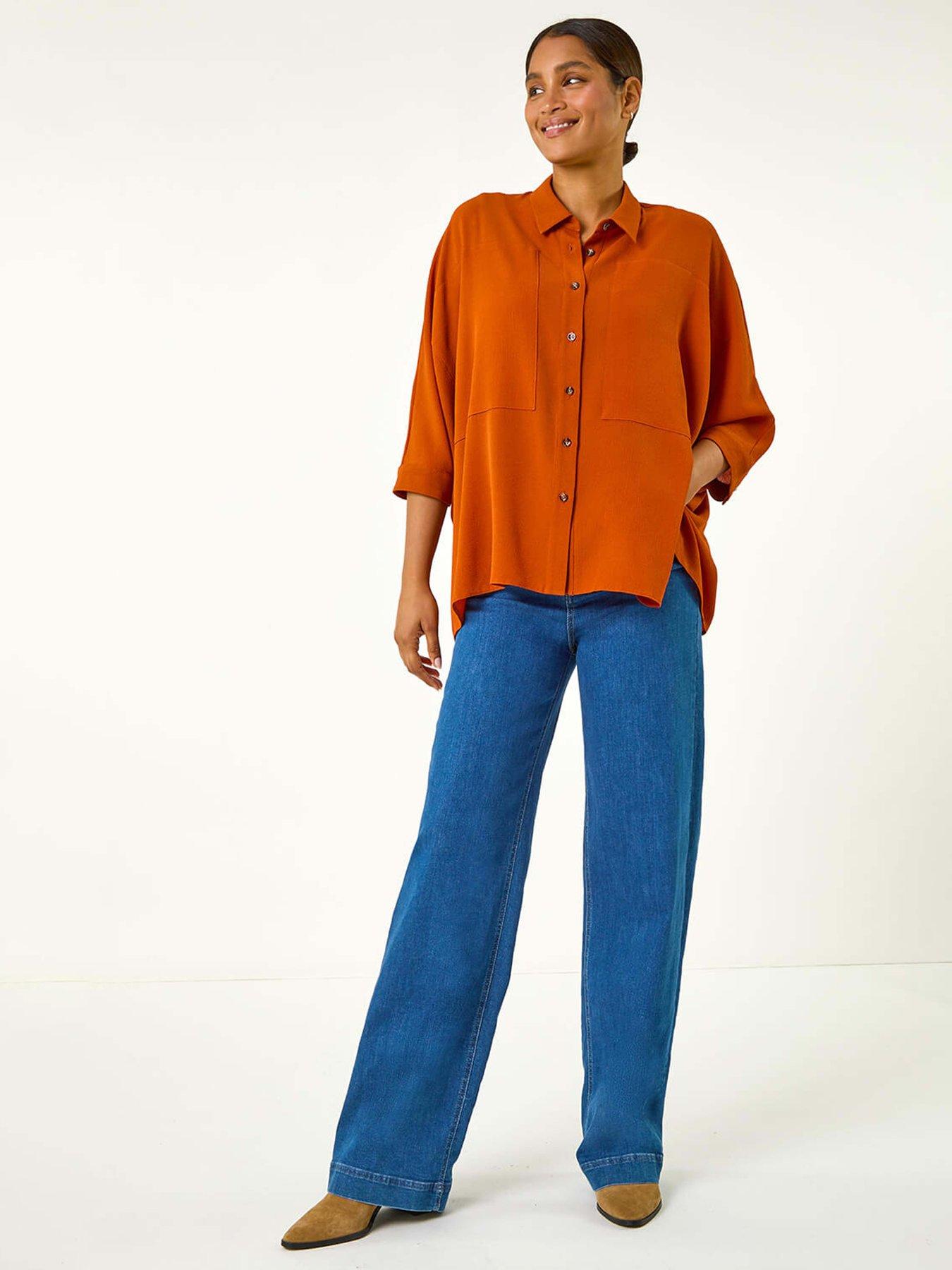 Image 4 of 5 of Roman Relaxed Smart Stretch Shirt - Rust