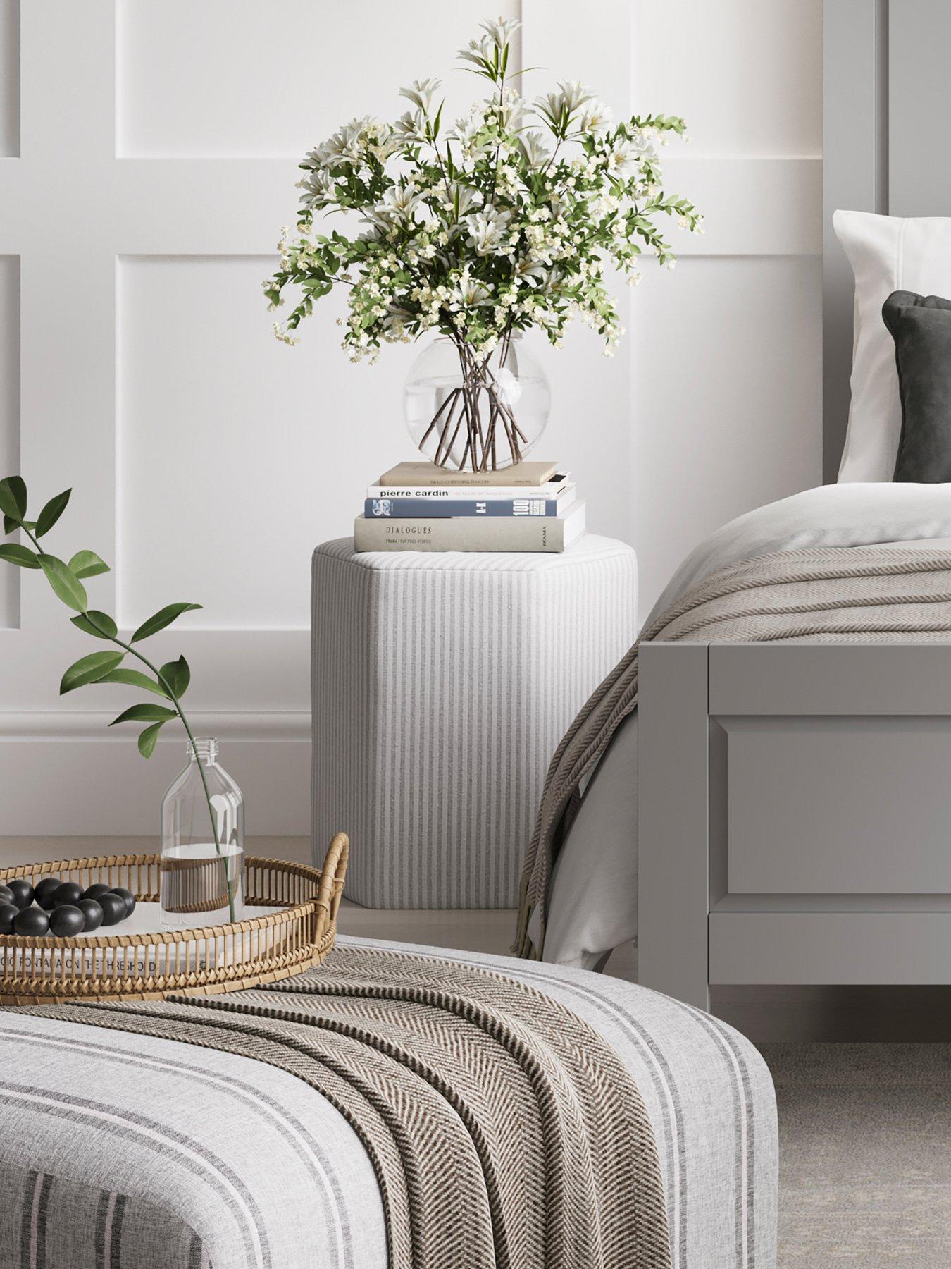 Image 1 of 4 of LPD Home Harbour Grey Thin Stripe Stool