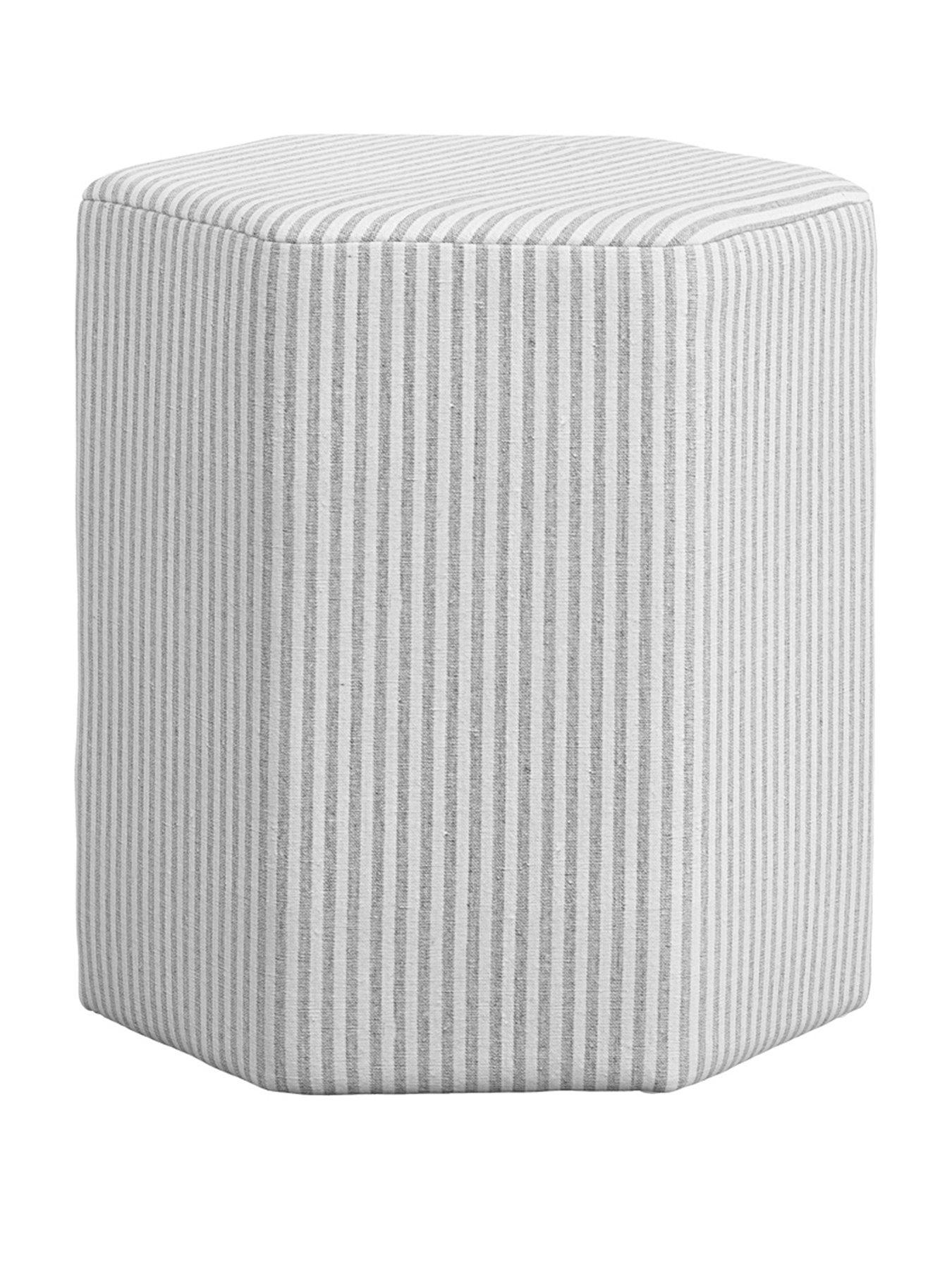 Image 2 of 4 of LPD Home Harbour Grey Thin Stripe Stool