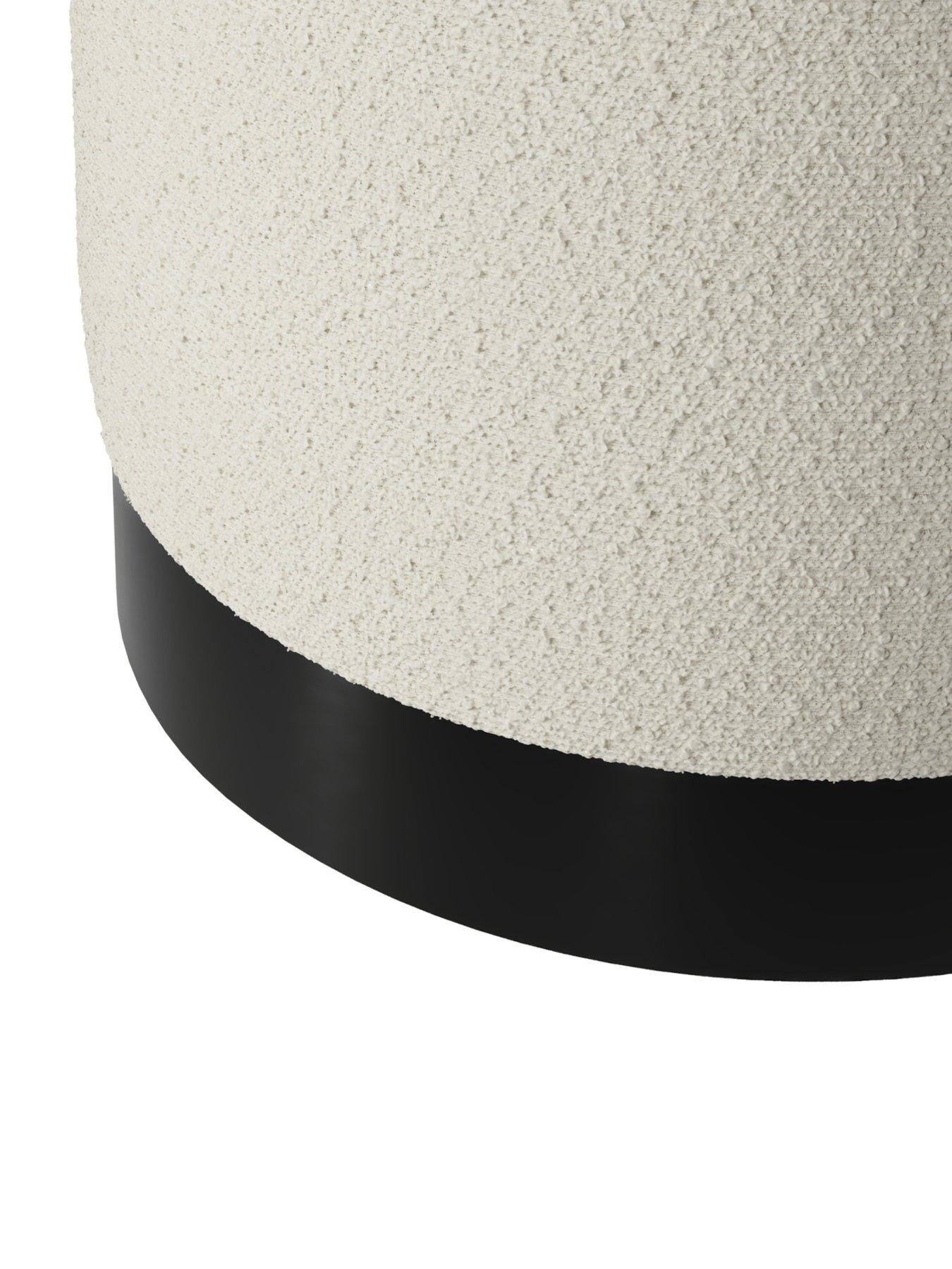 Image 3 of 3 of LPD Home Lara Pouffe Ivory Boucle Small
