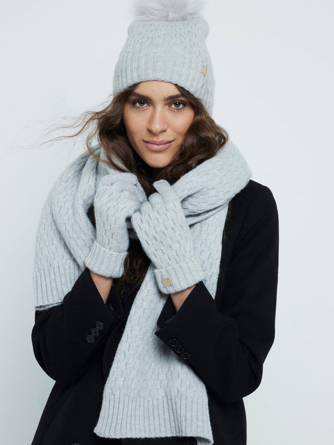 river island cable knit gift set - light grey