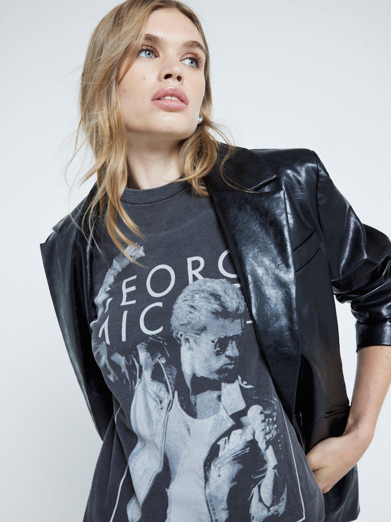 River island grey leather jacket deals