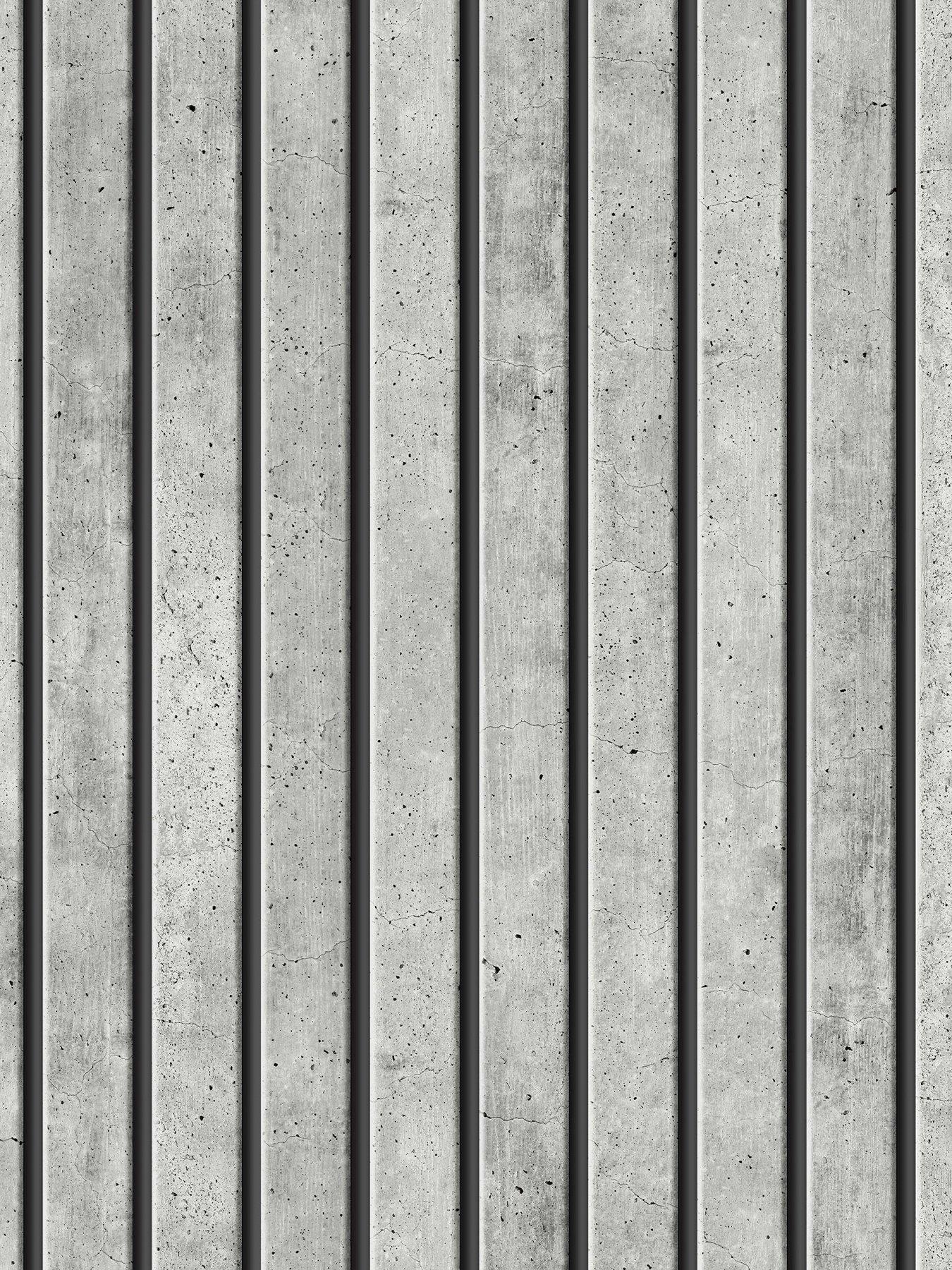 Image 2 of 3 of Fresco Concrete Slats Wallpaper - Grey