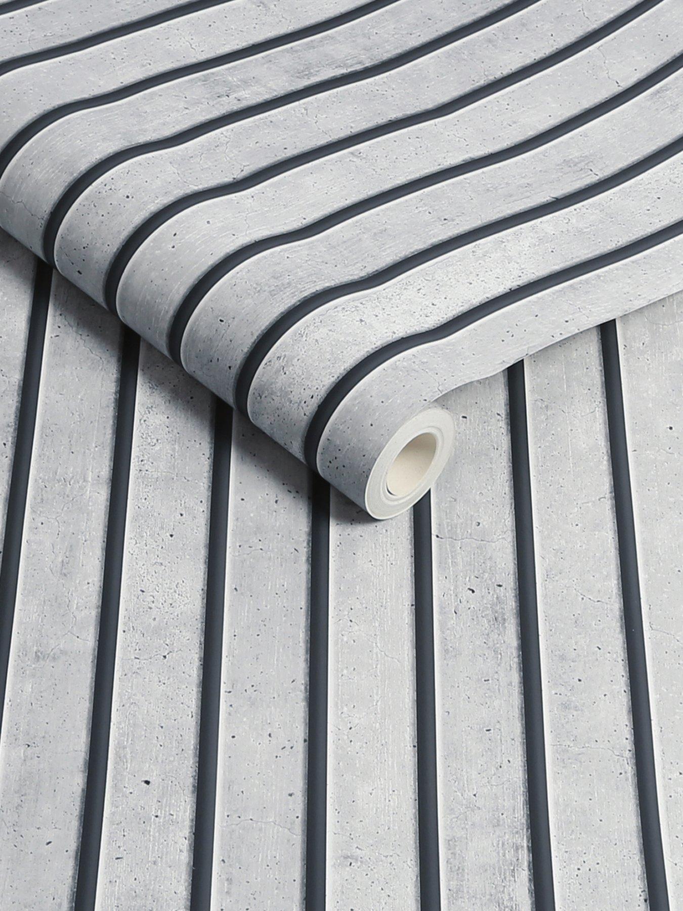 Image 3 of 3 of Fresco Concrete Slats Wallpaper - Grey