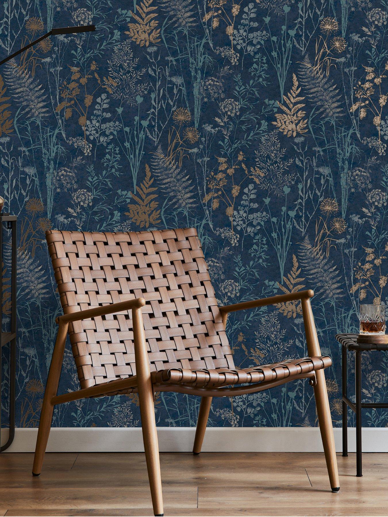 Product photograph of Superfresco Easy Organics Wallpaper - Navy Copper from very.co.uk