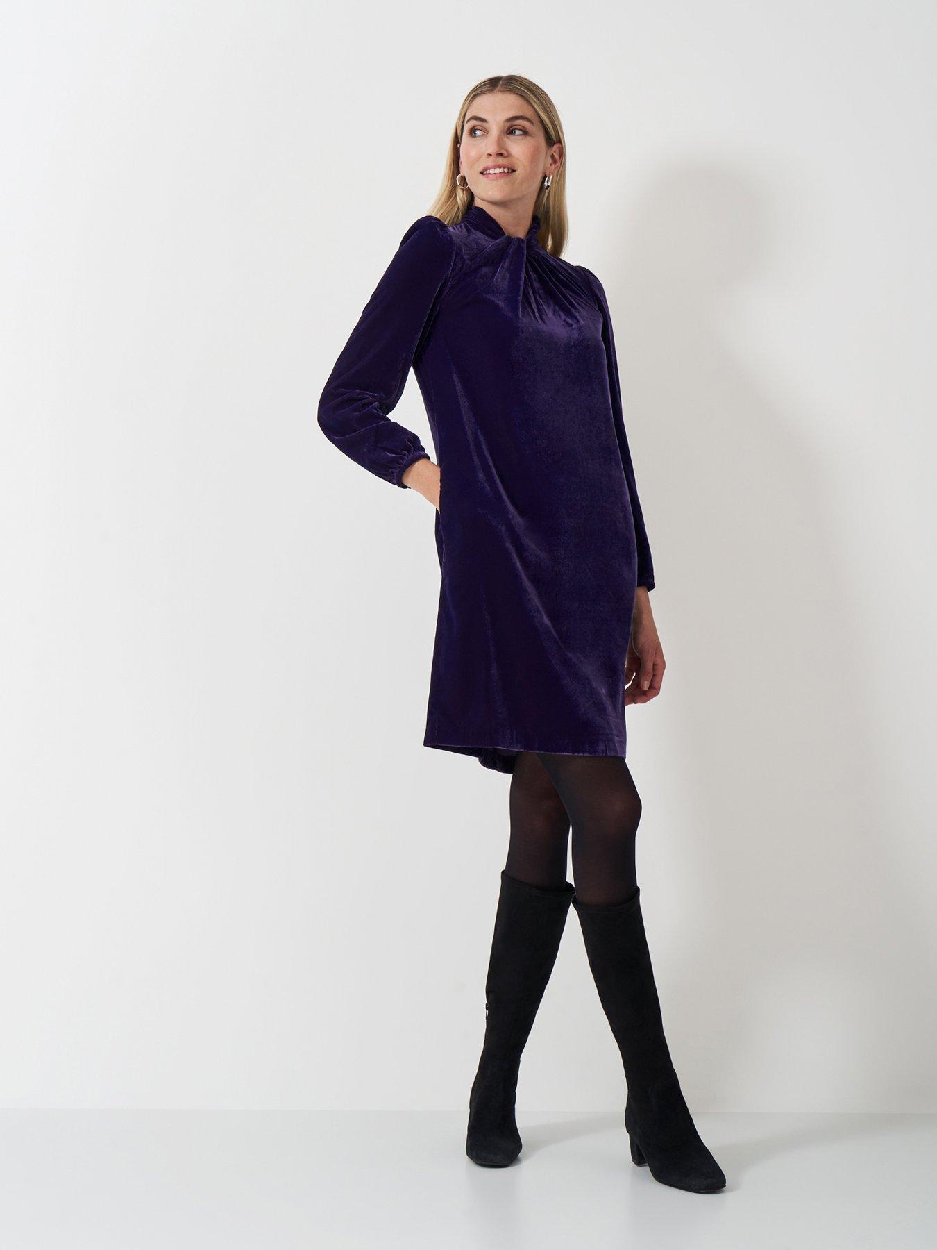 undefined Georgia Twist Front Velvet Shift Dress - Blue