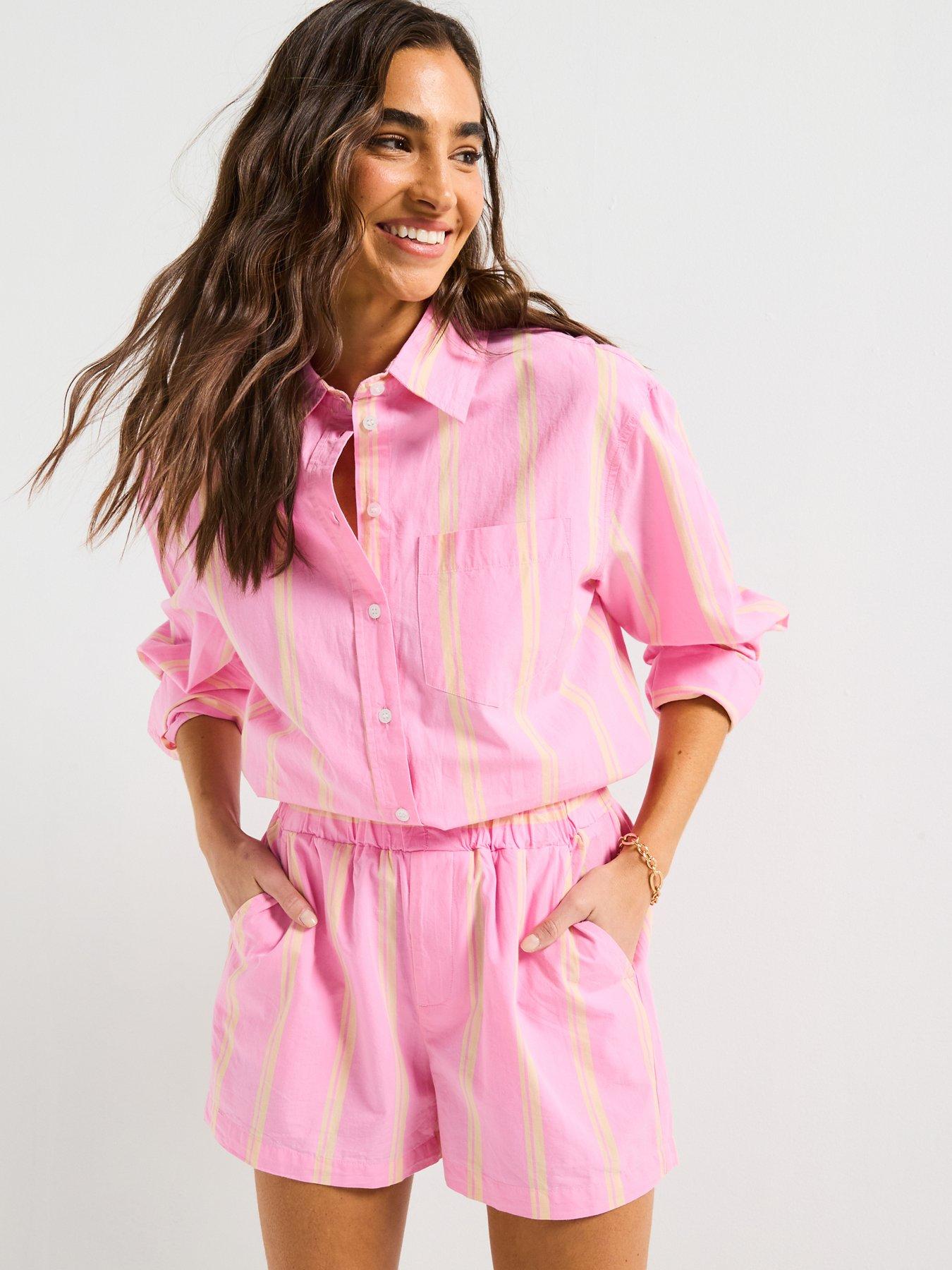 undefined Pink Striped Playsuit