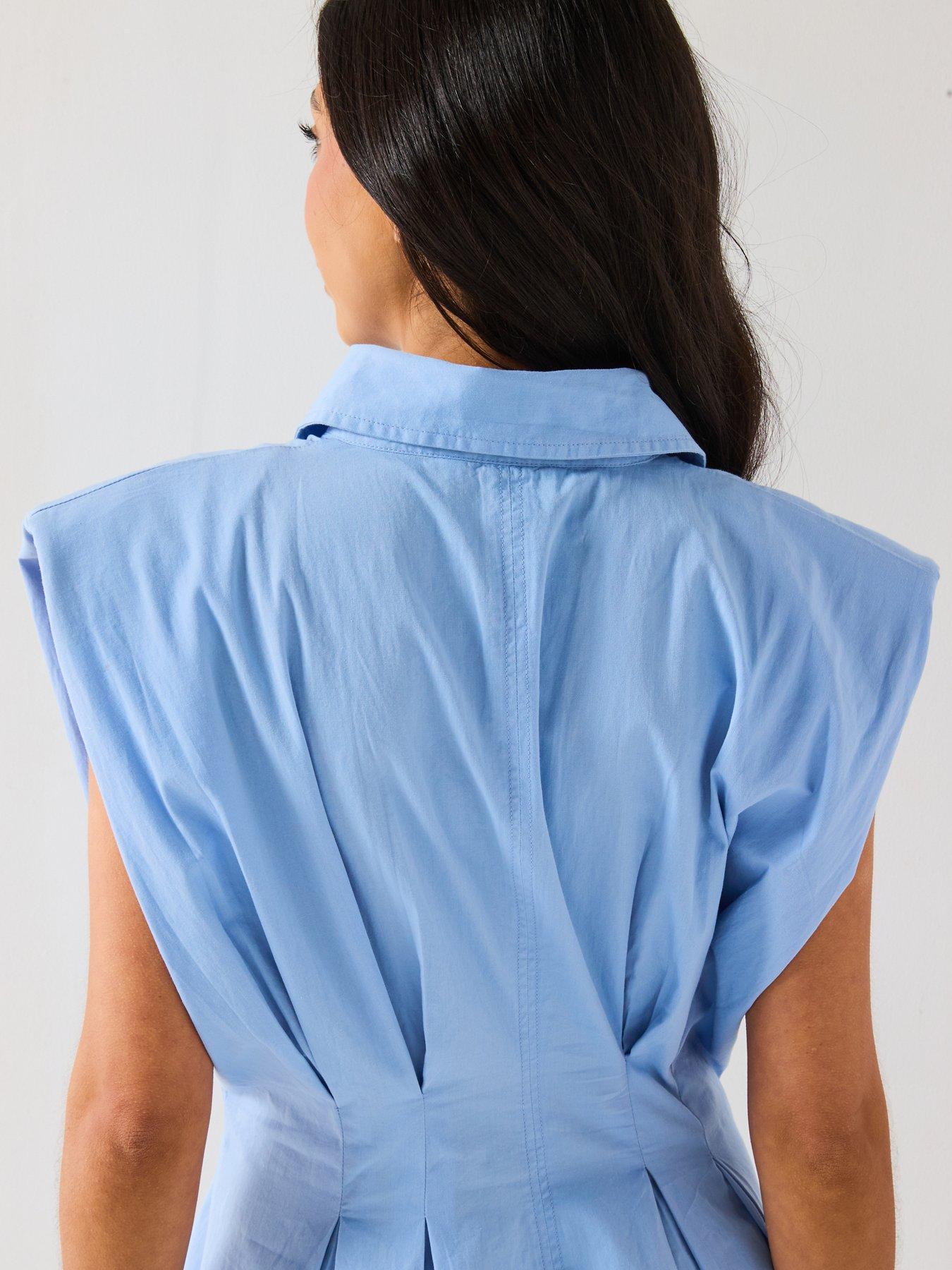  image of v-by-very-shoulder-pad-mini-dress-blue