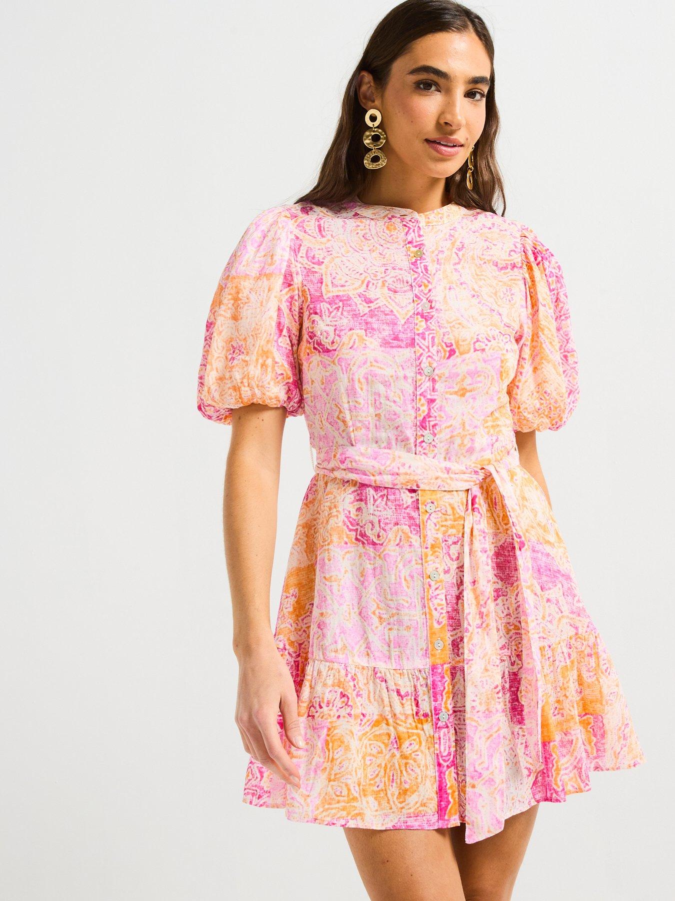 v by very pink dress Vittoria Dress -Hot Pink