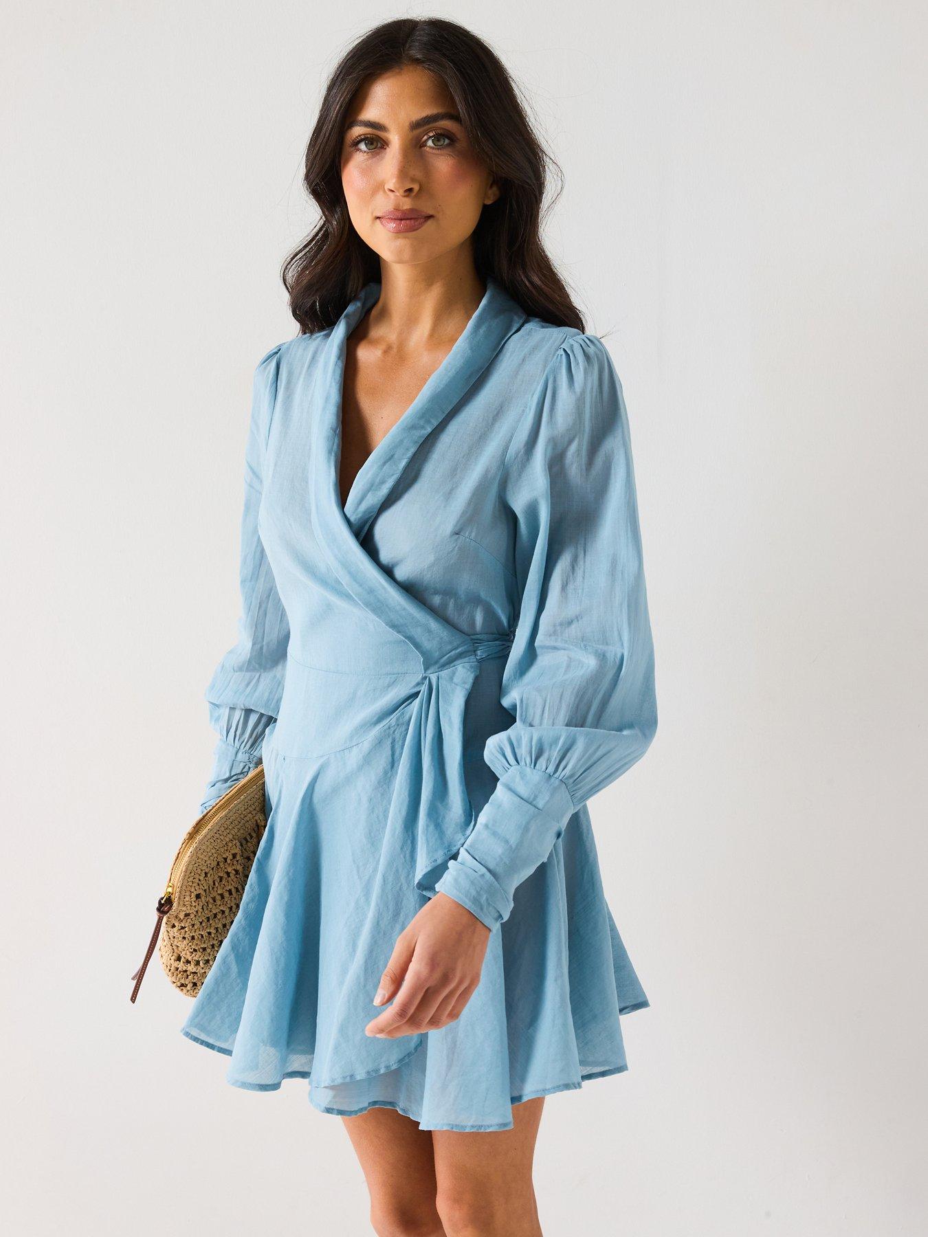 undefined Wrap Mini Dress - Blue
