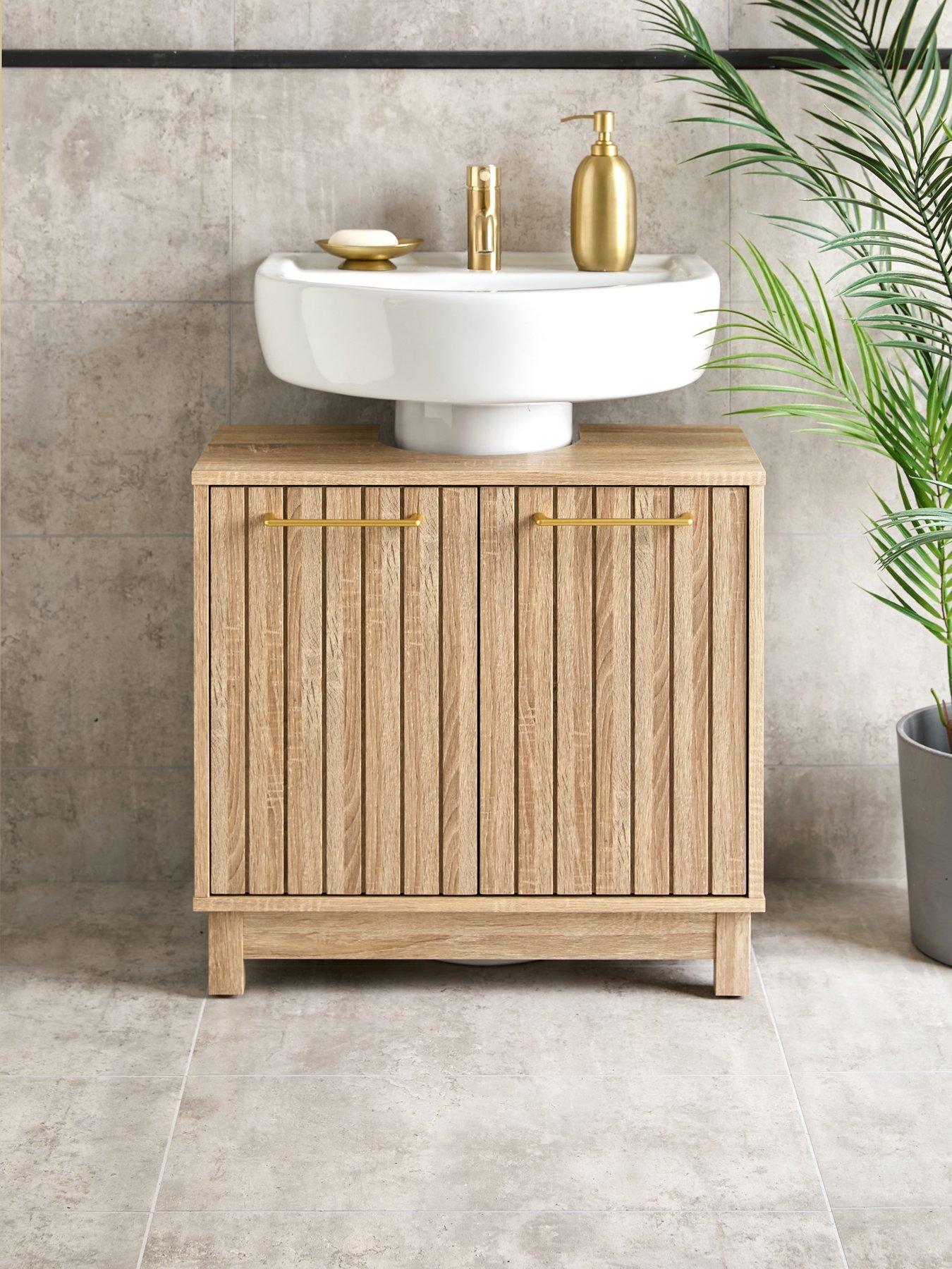 Product photograph of Very Home Lotus Pannelled Under Sink Bathroom Cabinet - Oak - Fsc Reg Certified from very.co.uk