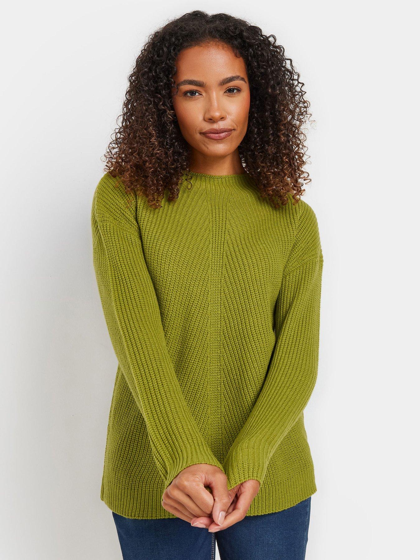 undefined Funnel Neck Stitch Jumper - Green