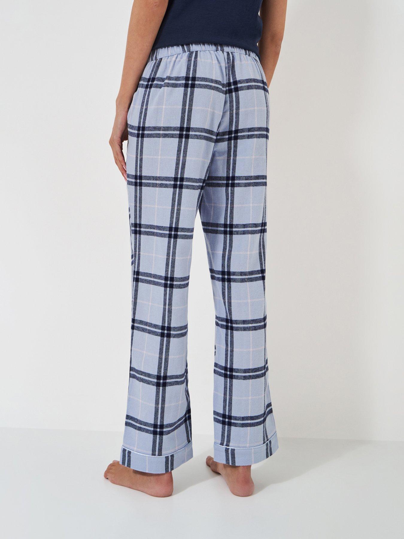 Brushed Flannel Checked Lounge Trousers Blue