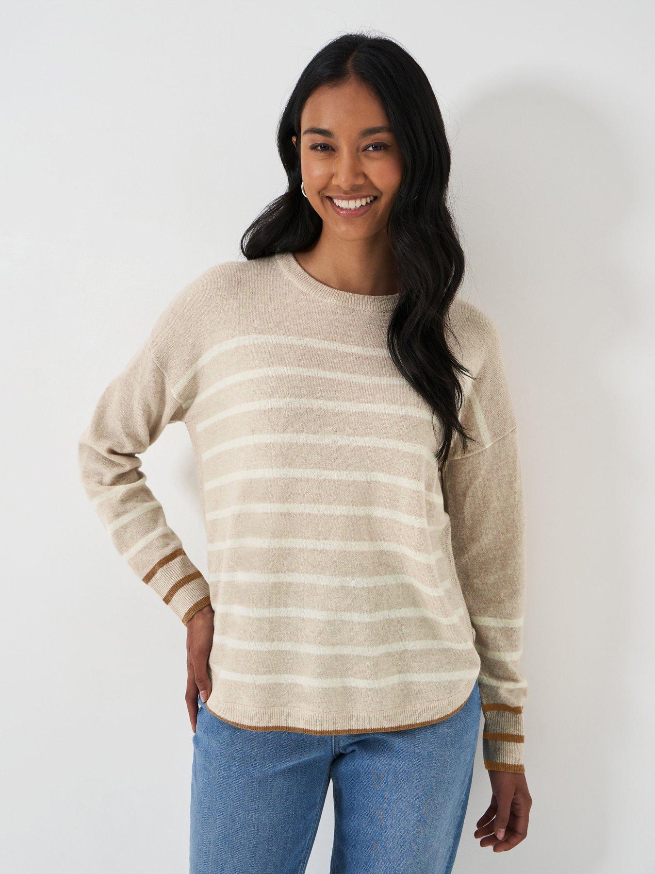 undefined Merino Wool Blend Striped Jumper - Beige
