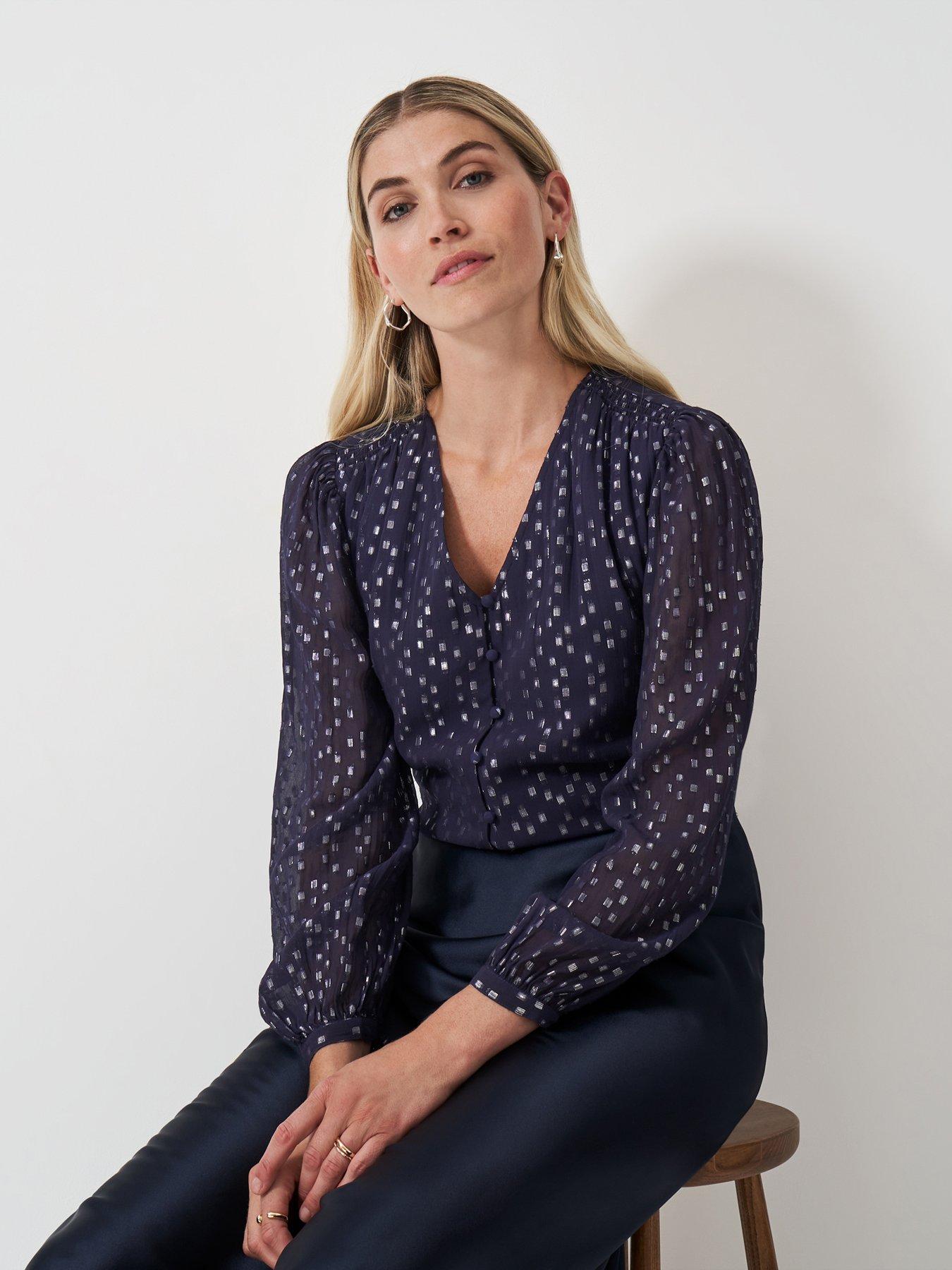 undefined Lola Metallic Tie Back Blouse - Blue
