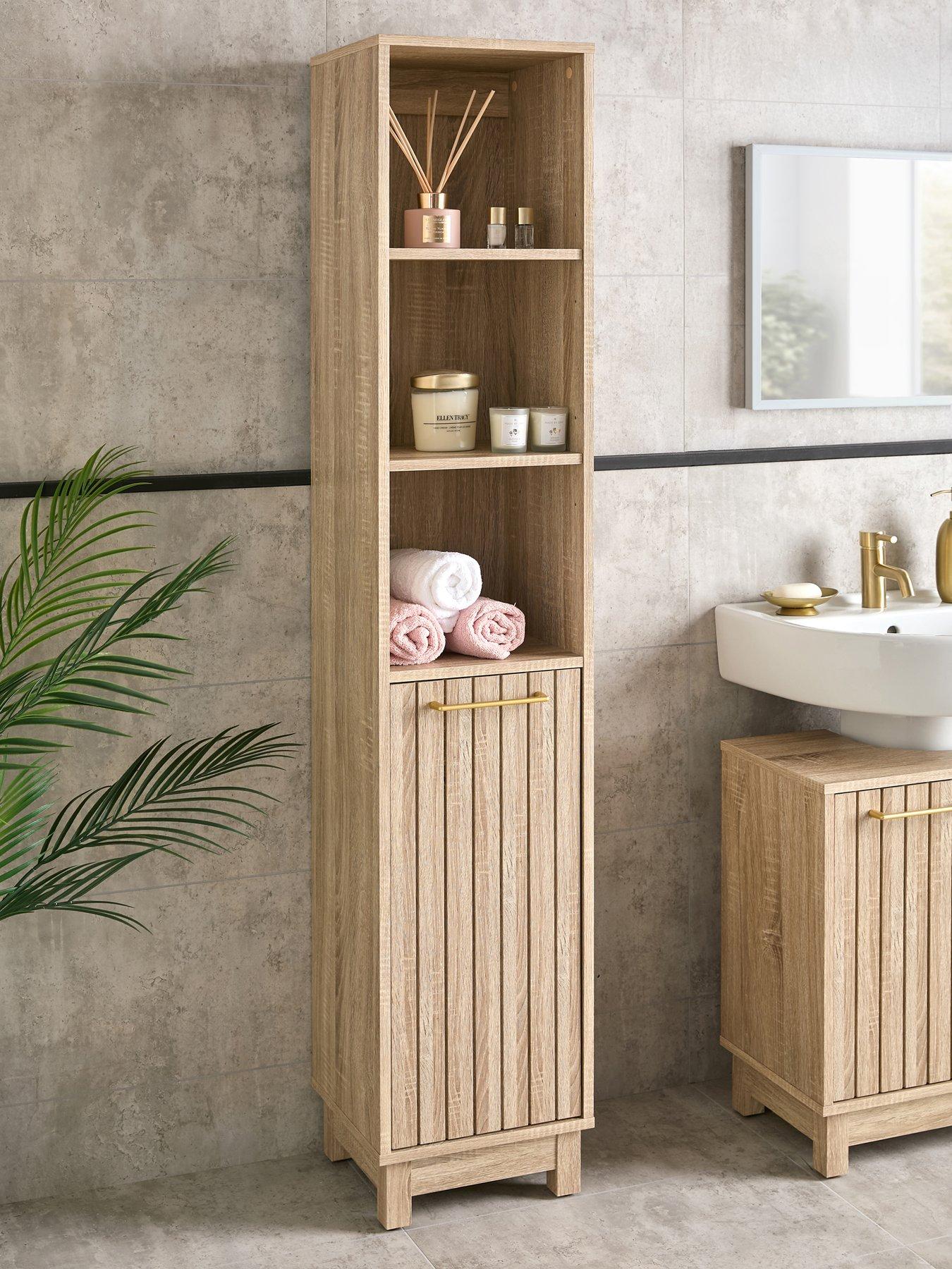 undefined Lotus Panelled Tall Bathroom Cabinet - Oak Effect - FSC® Certified