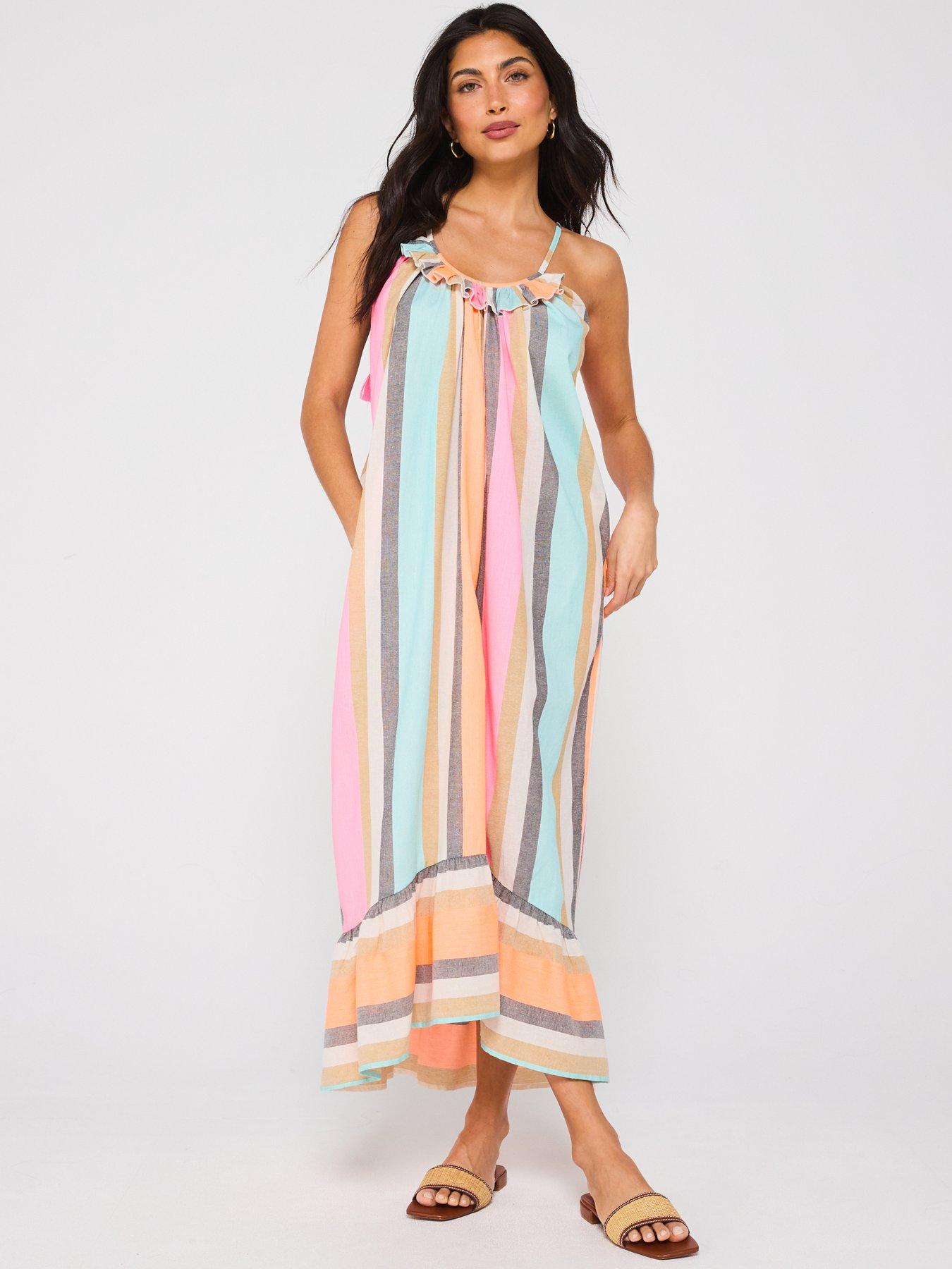 Image 1 of 4 of V by Very Tassel Tie Shoulder Strappy Beach Dress
