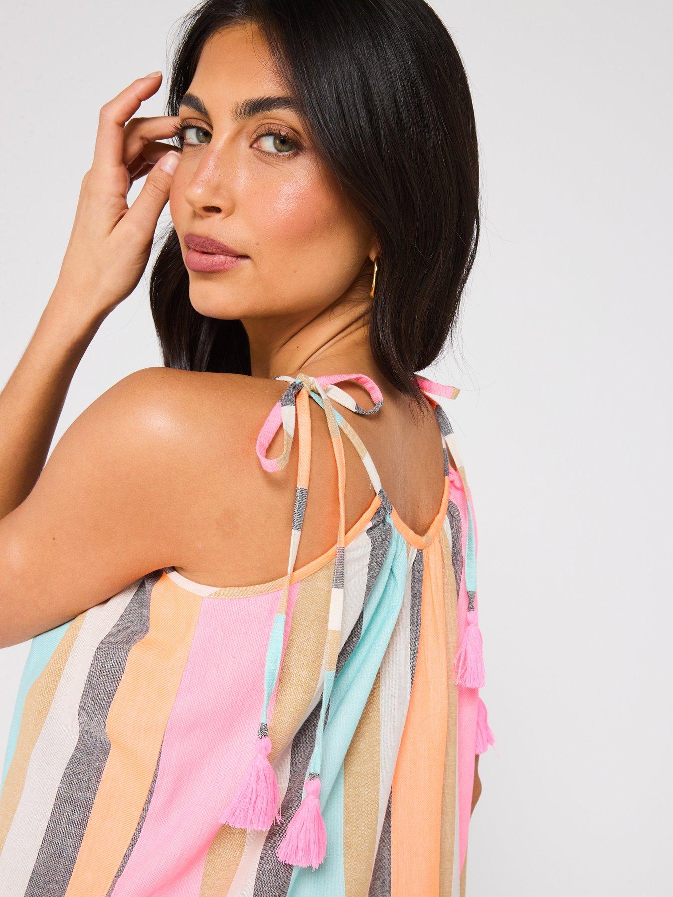 Image 4 of 4 of V by Very Tassel Tie Shoulder Strappy Beach Dress