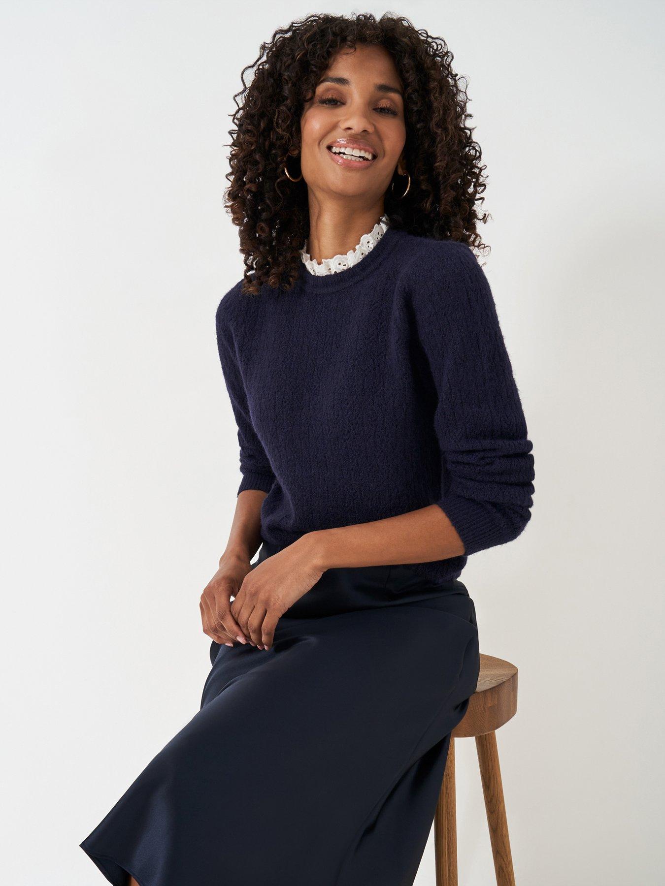 undefined Lace Trim Pointelle Jumper - Blue