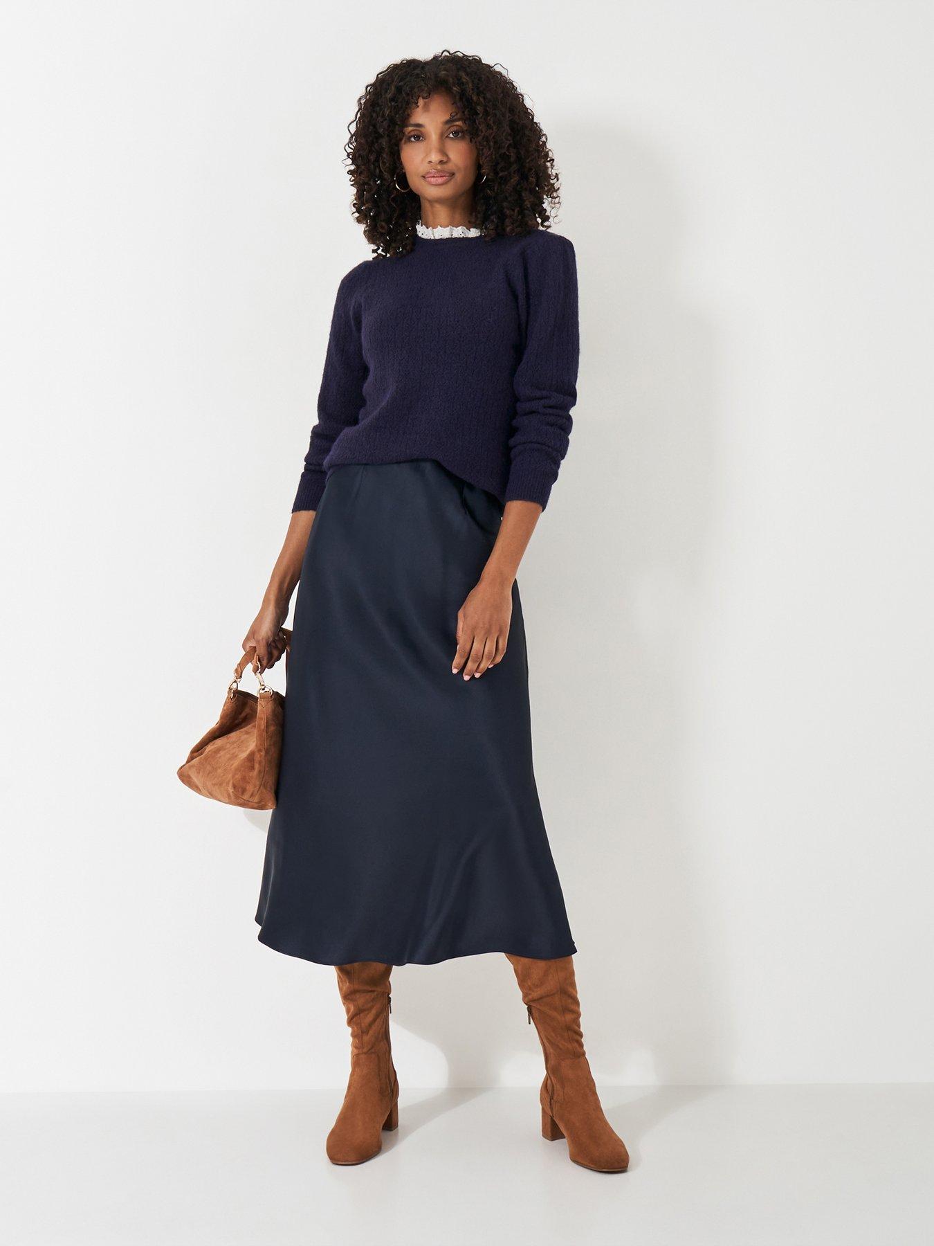 Image 3 of 6 of Crew Clothing Lace Trim Pointelle Jumper - Blue
