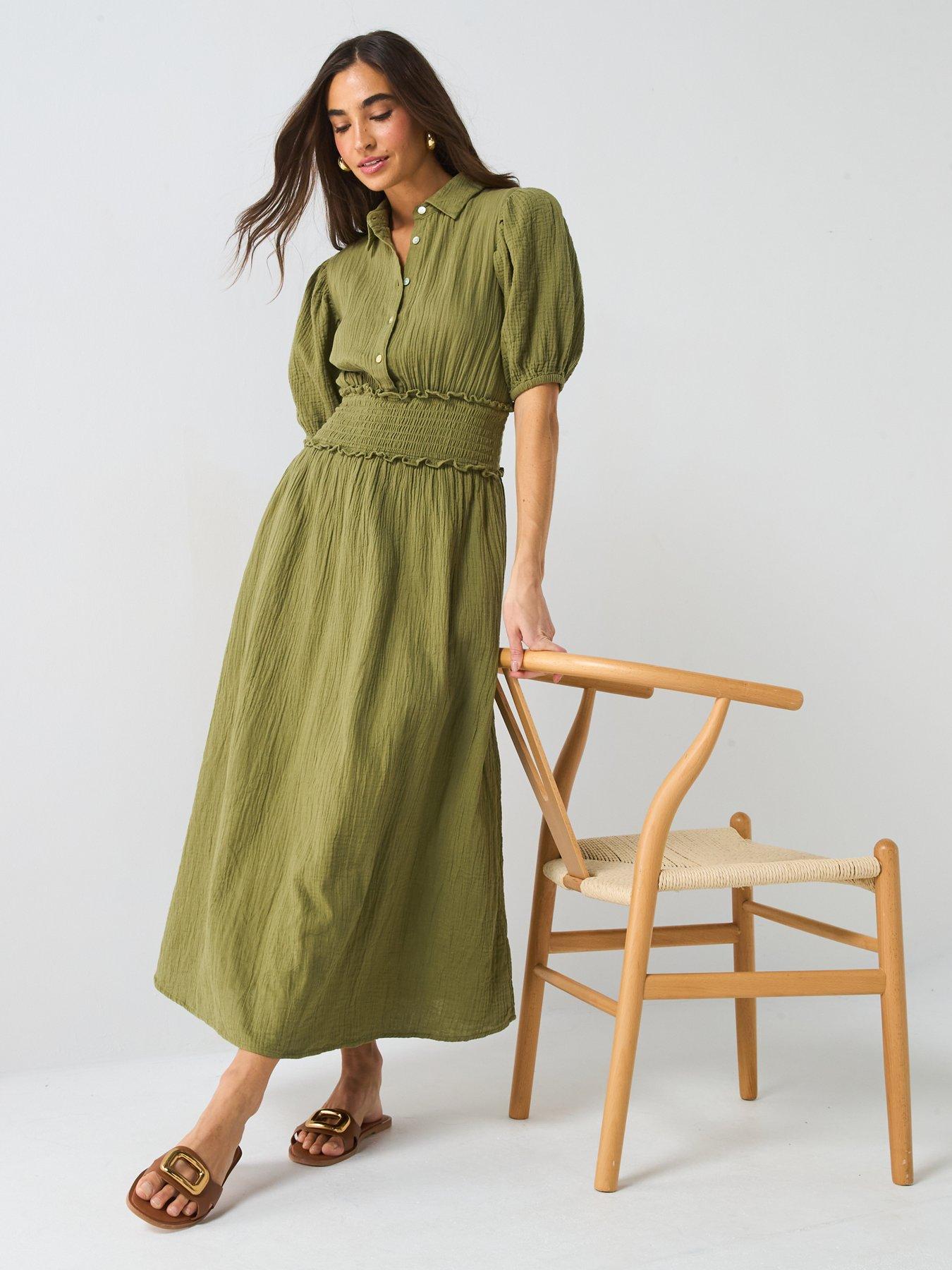 green emerald velvet dress Ainsley Plain Cheesecloth Maxi Dress – BowsBoutiques main image 1