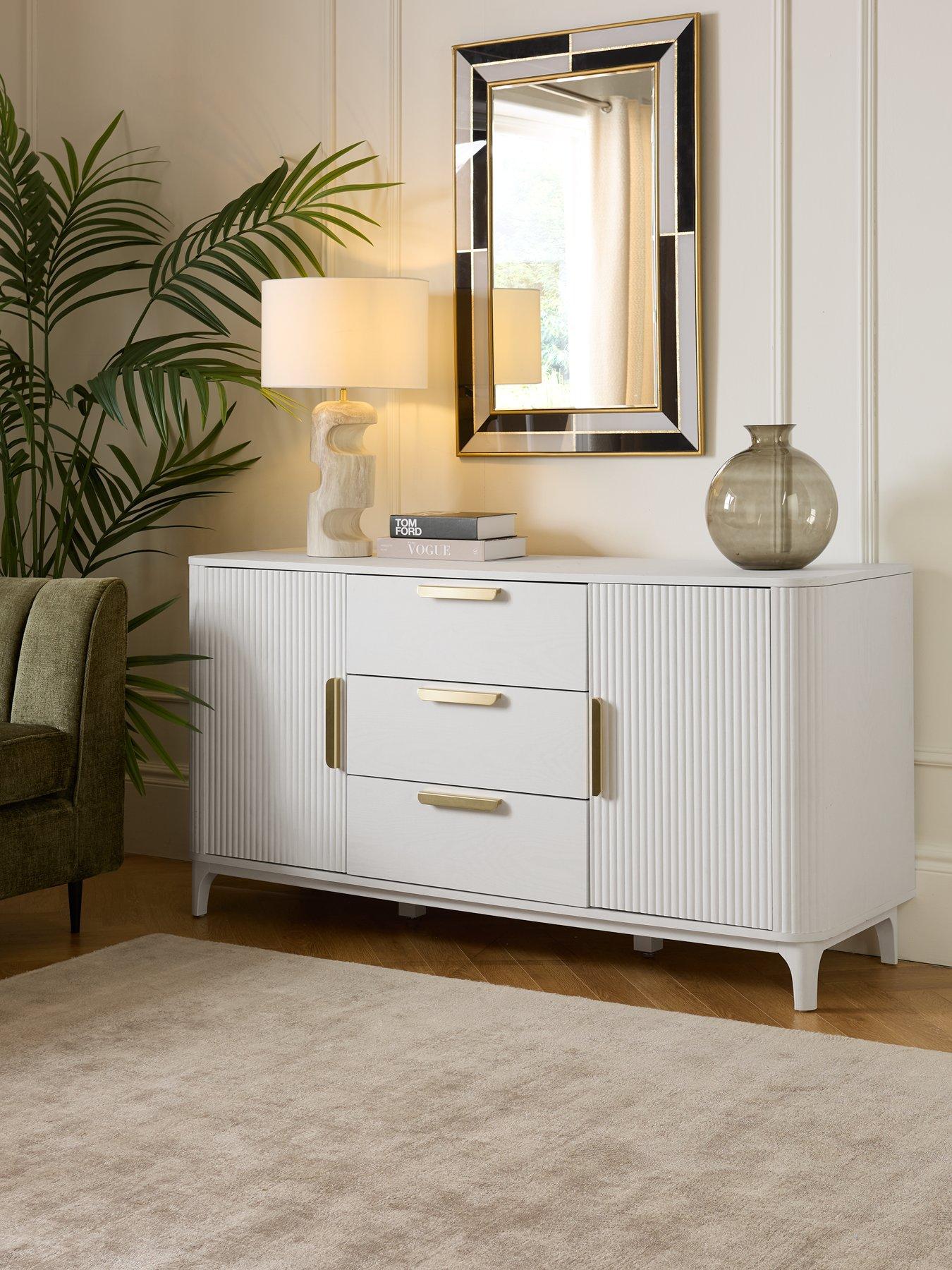 undefined Carina Large 2 Door, 3 Drawer Sideboard - White