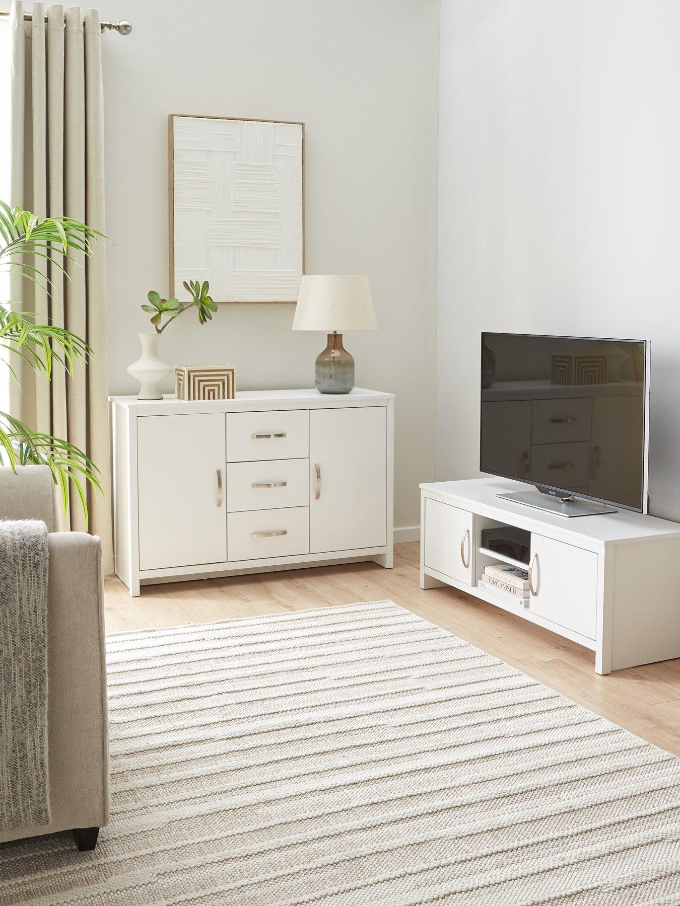 undefined Ely 2 Piece Package - 2 Door, 3 Drawer Sideboard and TV Unit - White