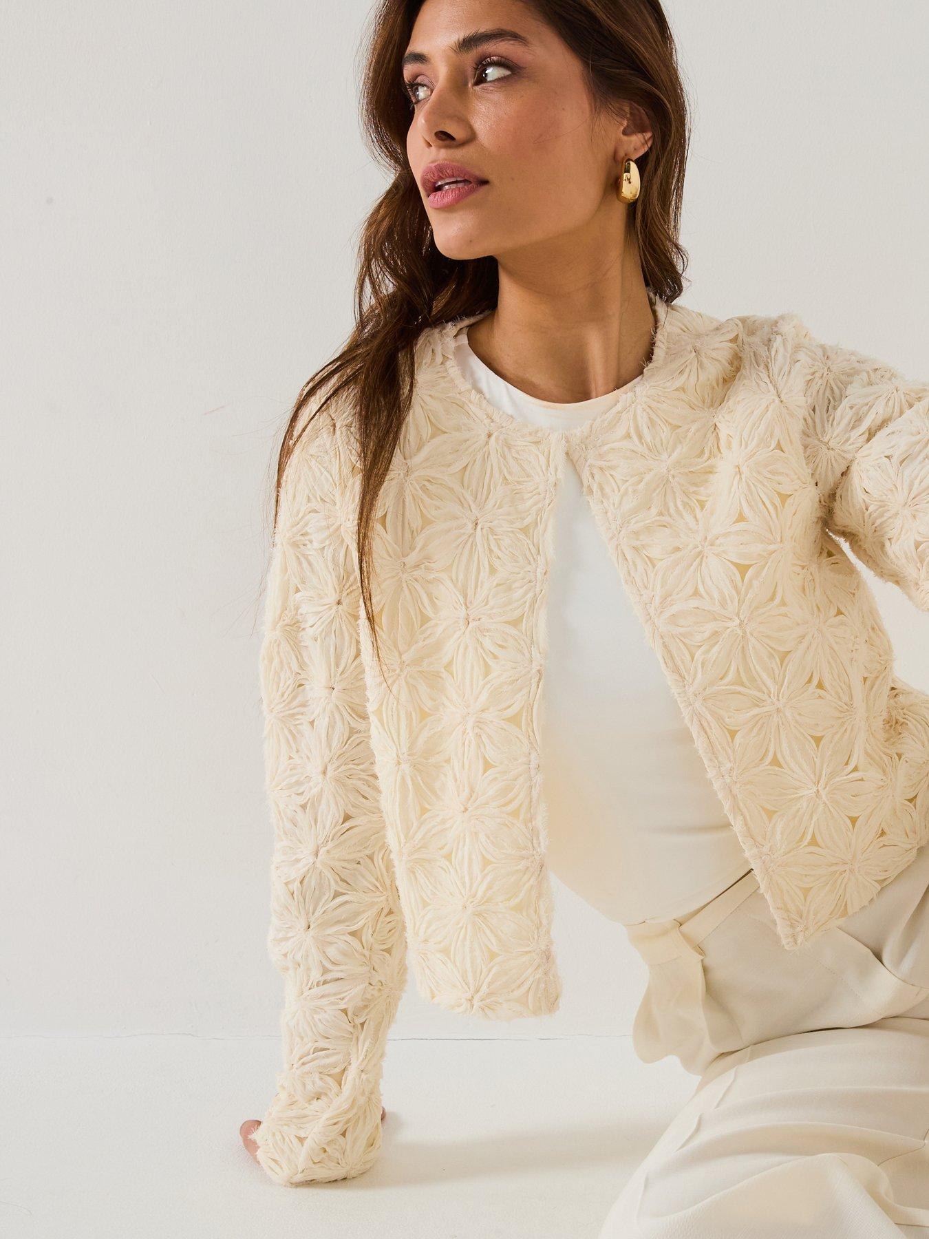 undefined 3D Flower Jacket - Cream
