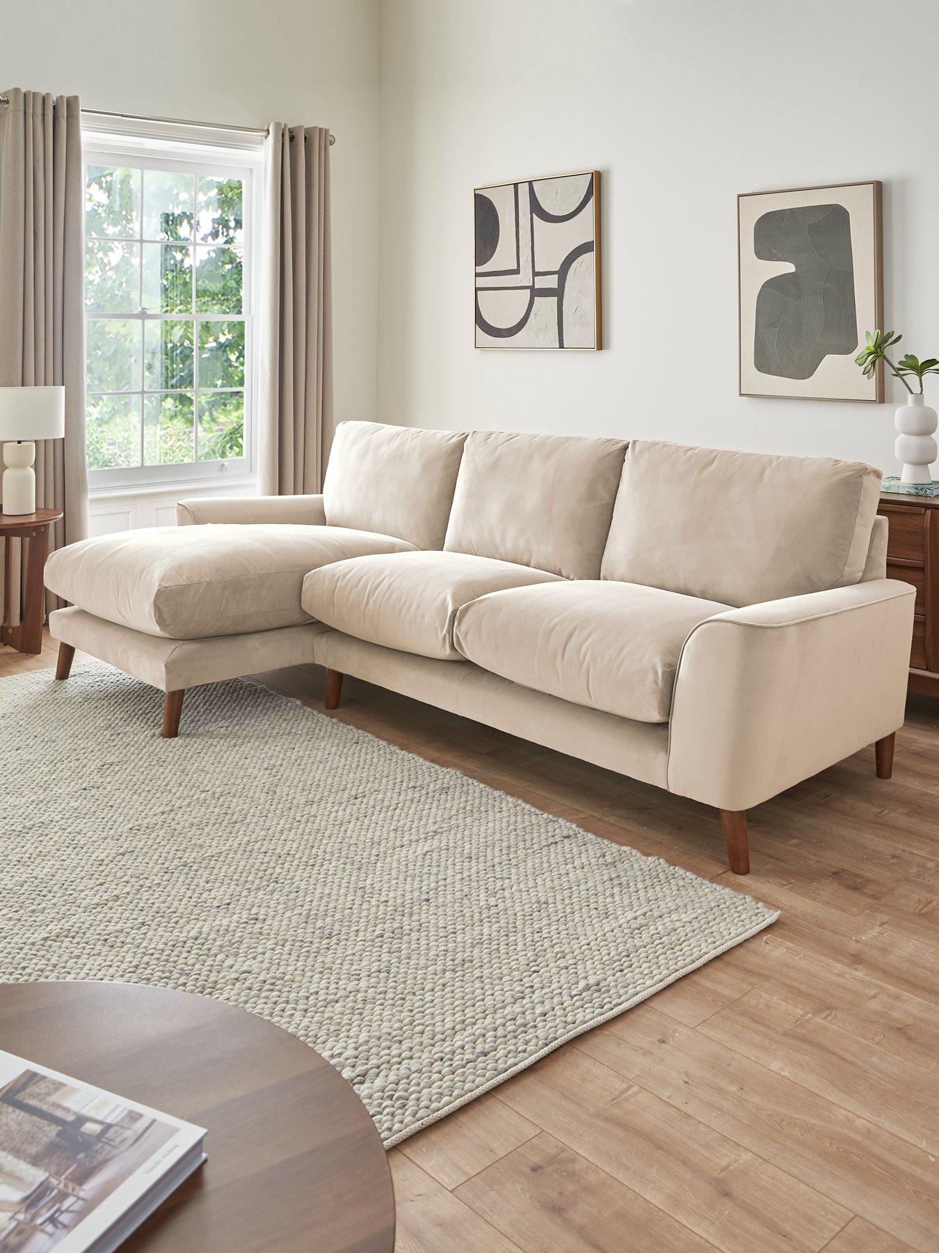 undefined Astrid Velvet Left Hand 3 Seater Chaise Sofa