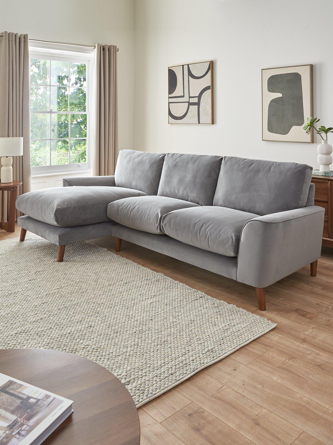 undefined Astrid Velvet Left Hand 3 Seater Chaise Sofa
