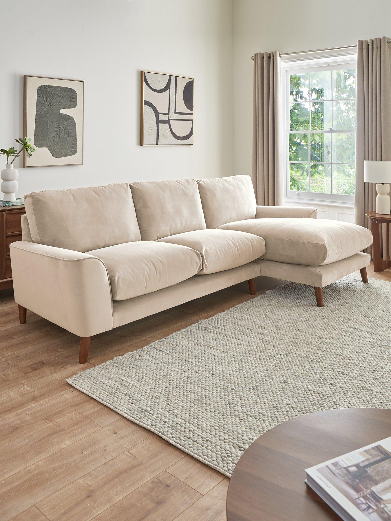 Product photograph of Very Home Astrid Velvet Rh 3 Seater Chaise from very.co.uk