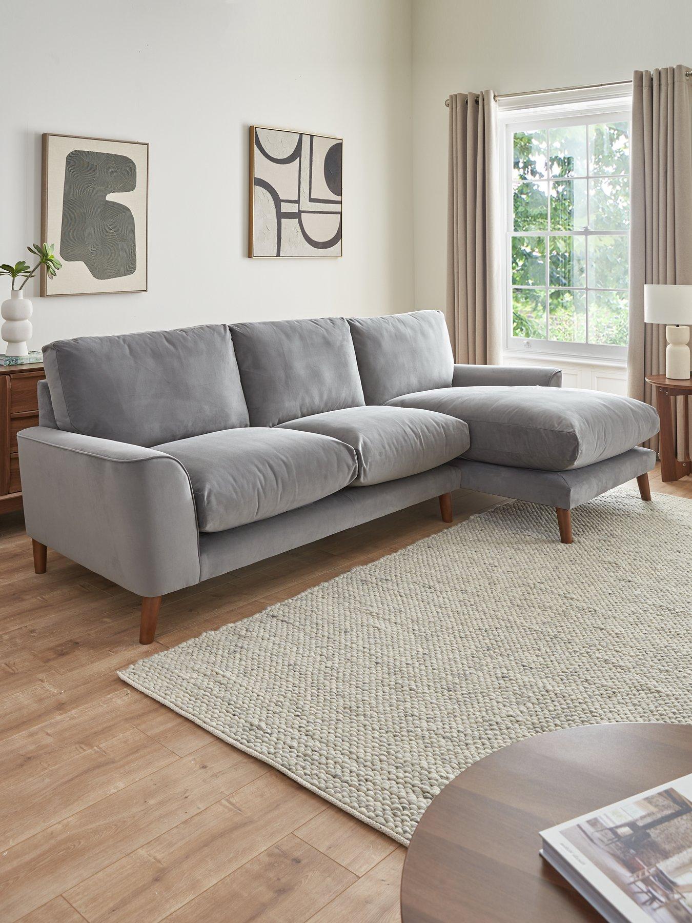 undefined Astrid Velvet Right Hand Chaise Sofa - FSC® Certified