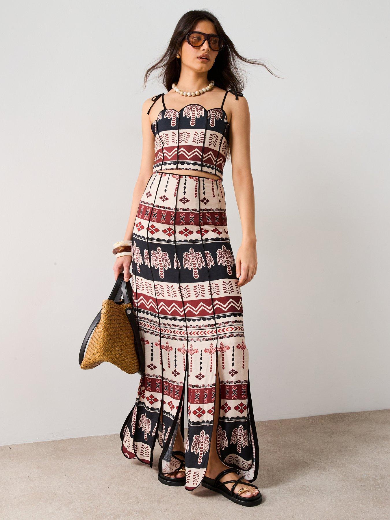 Image 3 of 6 of V by Very Desert Co-ord&nbsp;Midi&nbsp;Skirt - Multi&nbsp;