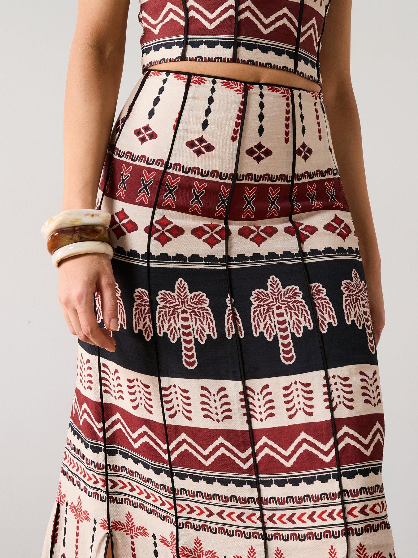 Image 4 of 6 of V by Very Desert Co-ord&nbsp;Midi&nbsp;Skirt - Multi&nbsp;
