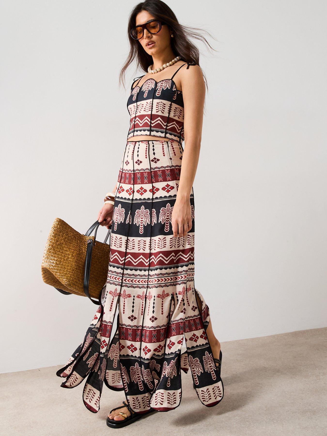 Image 6 of 6 of V by Very Desert Co-ord&nbsp;Midi&nbsp;Skirt - Multi&nbsp;