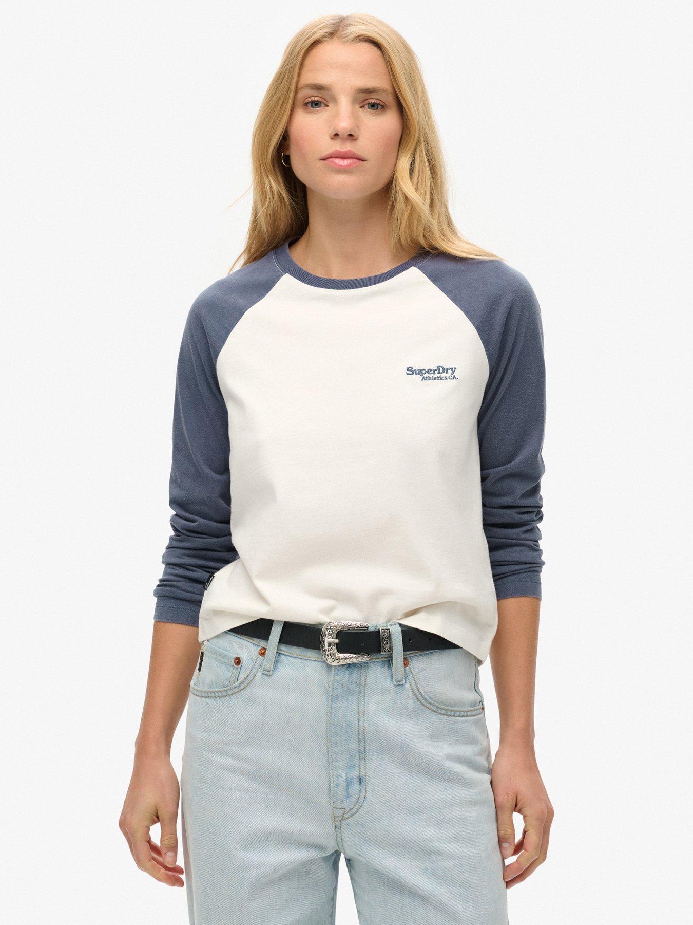 Superdry Essential Logo Long Sleeve Baseball Top - Navy