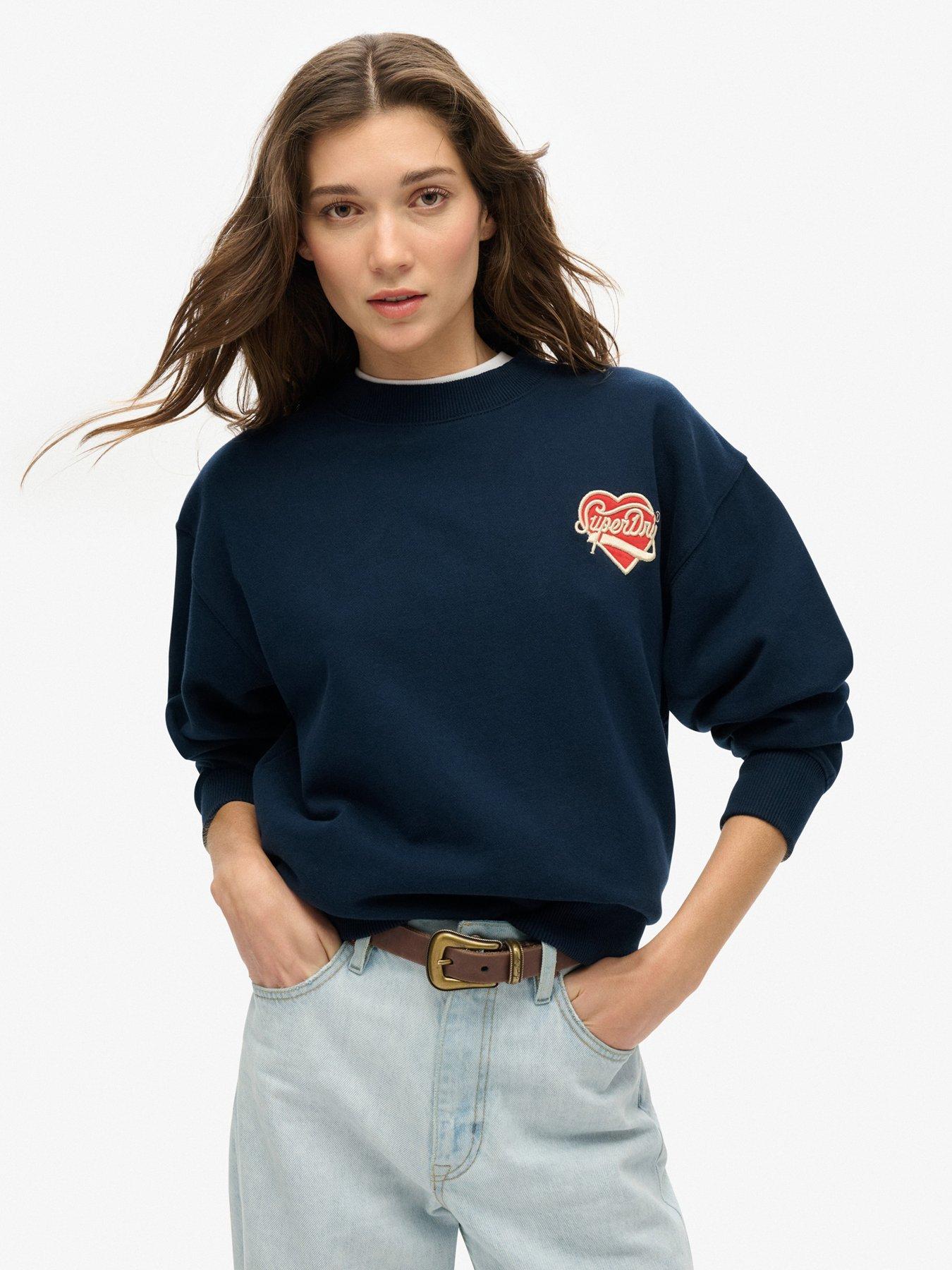undefined Workwear Embroidered Loose Crew Jumper - Navy