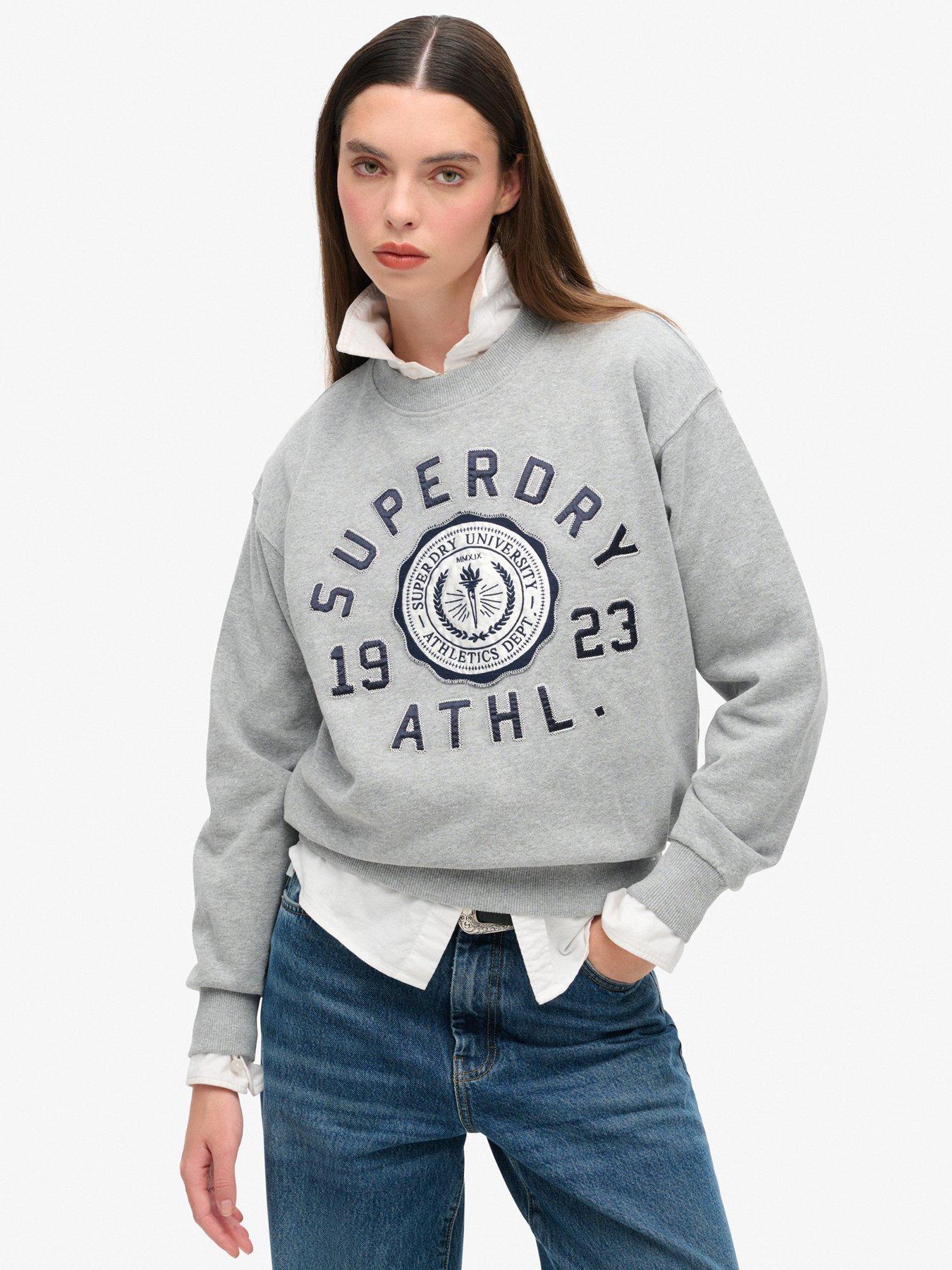 undefined College Script Loose Sweatshirt - Grey